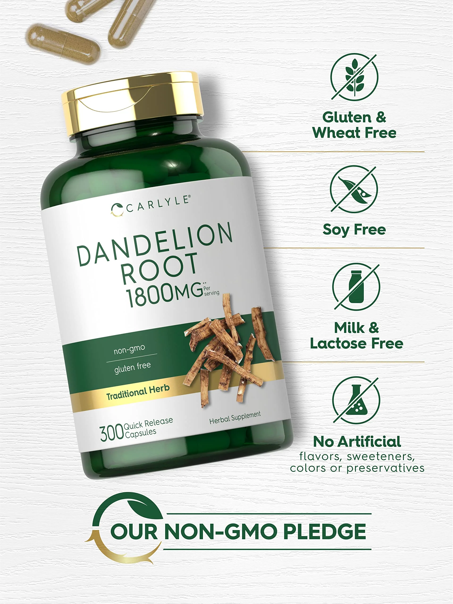 Carlyle Dandelion Root | 1800mg | 300 Capsules | Non-GMO, Gluten Free Supplement - Image 5