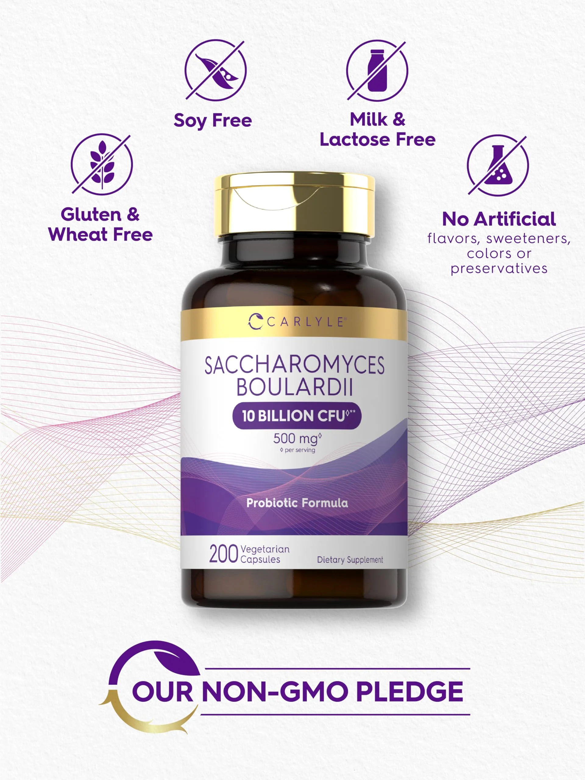 Carlyle Saccharomyces Boulardii Probiotics & Prebiotics | 10 Billion CFUs | 200 Capsules | Value Size | Non-GMO, Gluten Free Supplement - Image 4