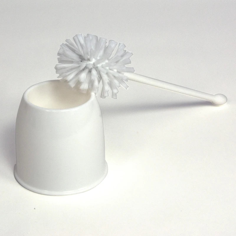 Casabella Toilet Bowl Brush with Holder Set, White - Image 3