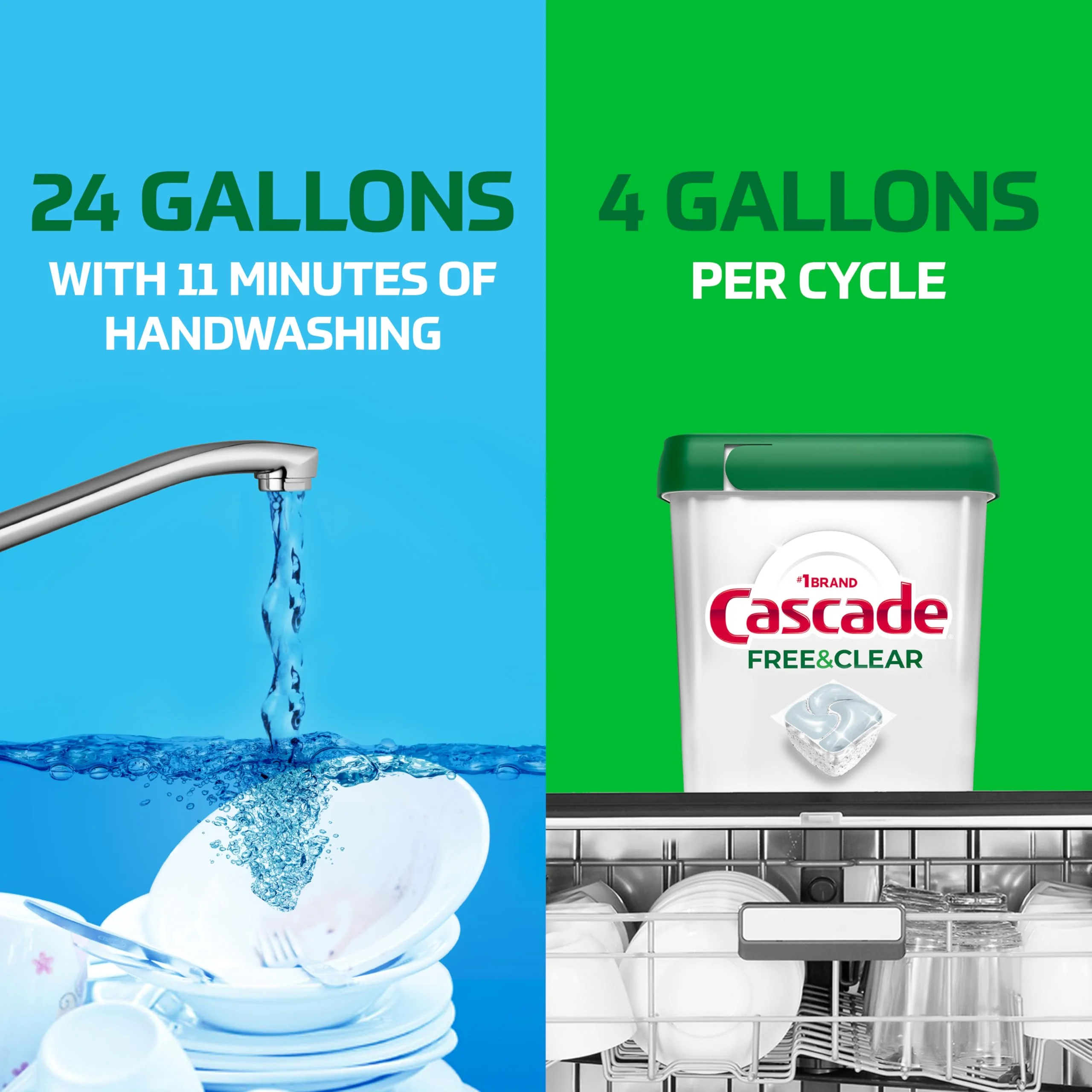 Cascade Free & Clear Dishwasher Pods, Dishwasher Detergent, Dish Detergent Soap, Lemon Essence, 47 Count - Image 5