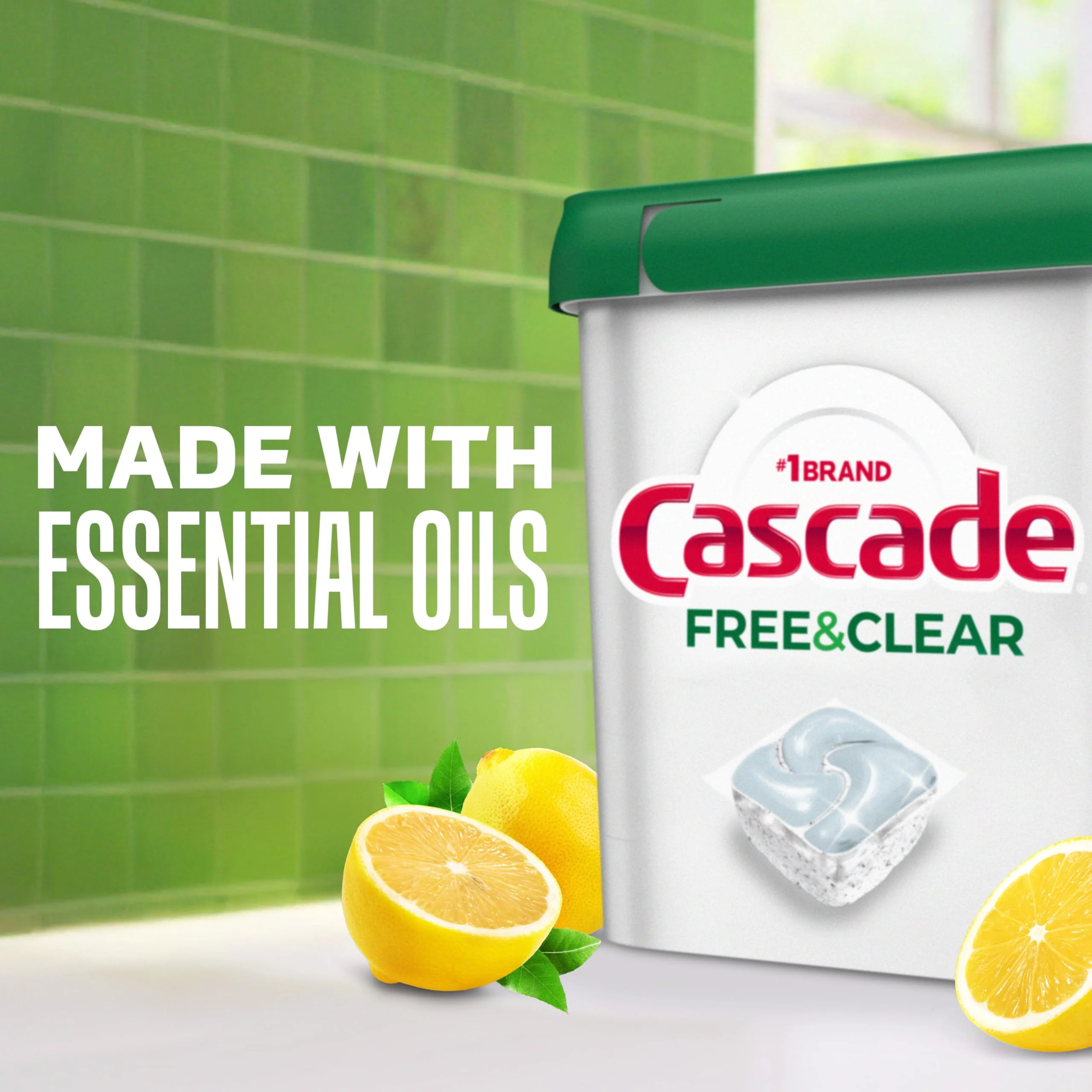 Cascade Free & Clear Dishwasher Pods, Dishwasher Detergent, Dish Detergent Soap, Lemon Essence, 47 Count - Image 8