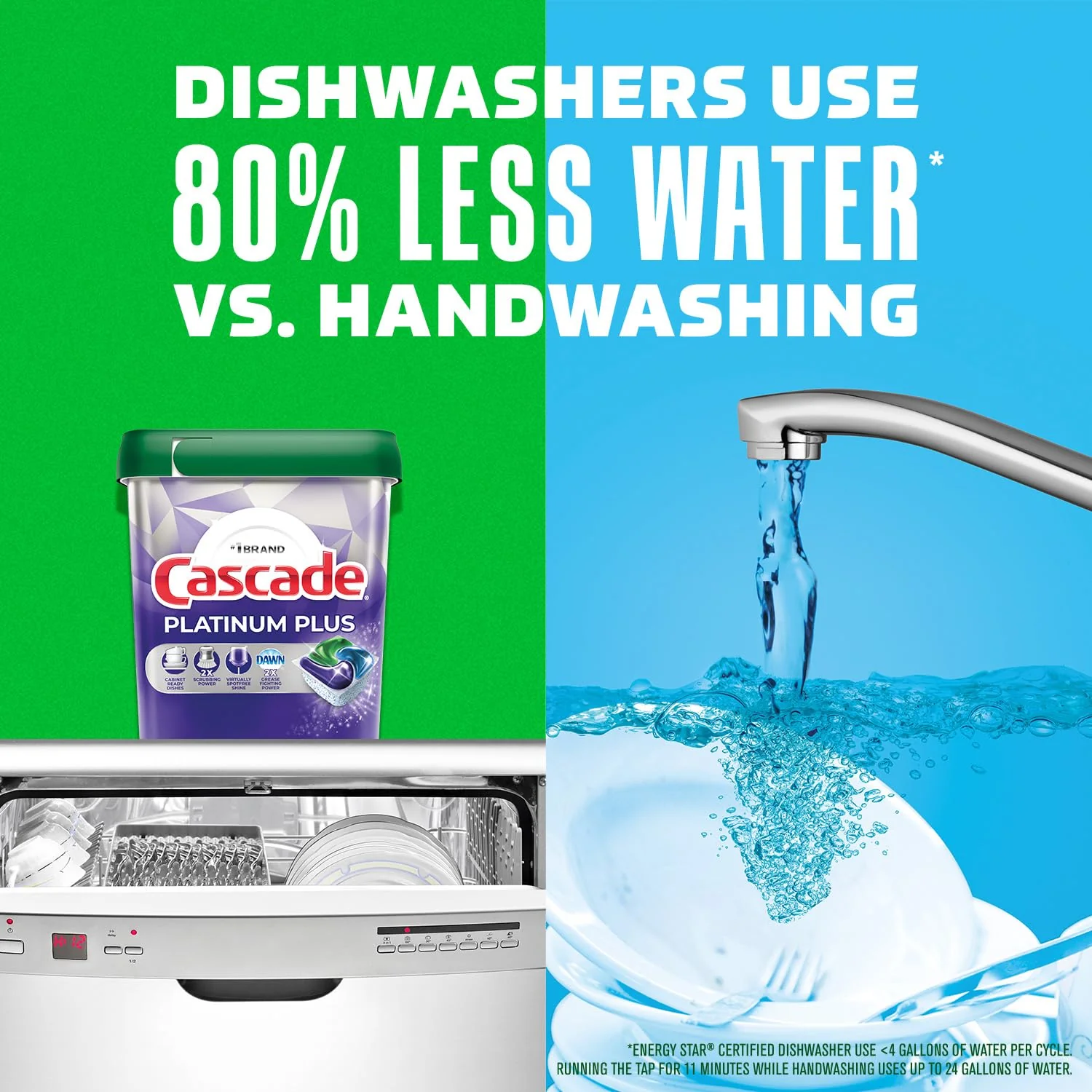 Cascade Platinum Dishwasher Pods, Dishwasher Detergent, Actionpacs, Fresh, 62 Count - Image 4
