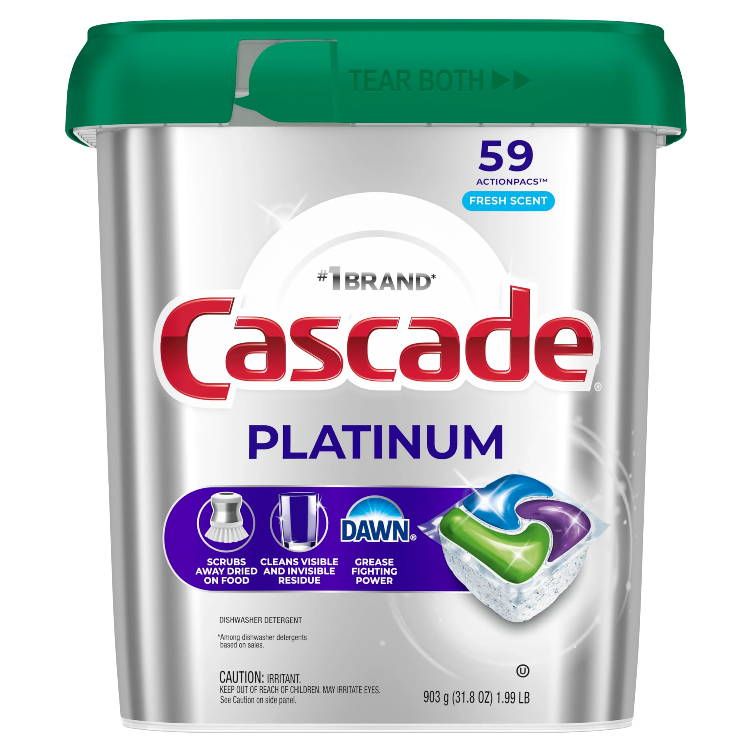 Cascade Platinum Dishwasher Pods, Dishwasher Detergent, Dish Detergent Soap, Fresh, 59 Count - Image 3