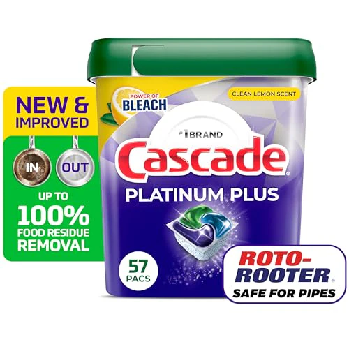 Cascade Platinum Plus Dishwasher Pods, Dishwasher Detergent, Dish Detergent Soap, Lemon, 57 Count - Image 2