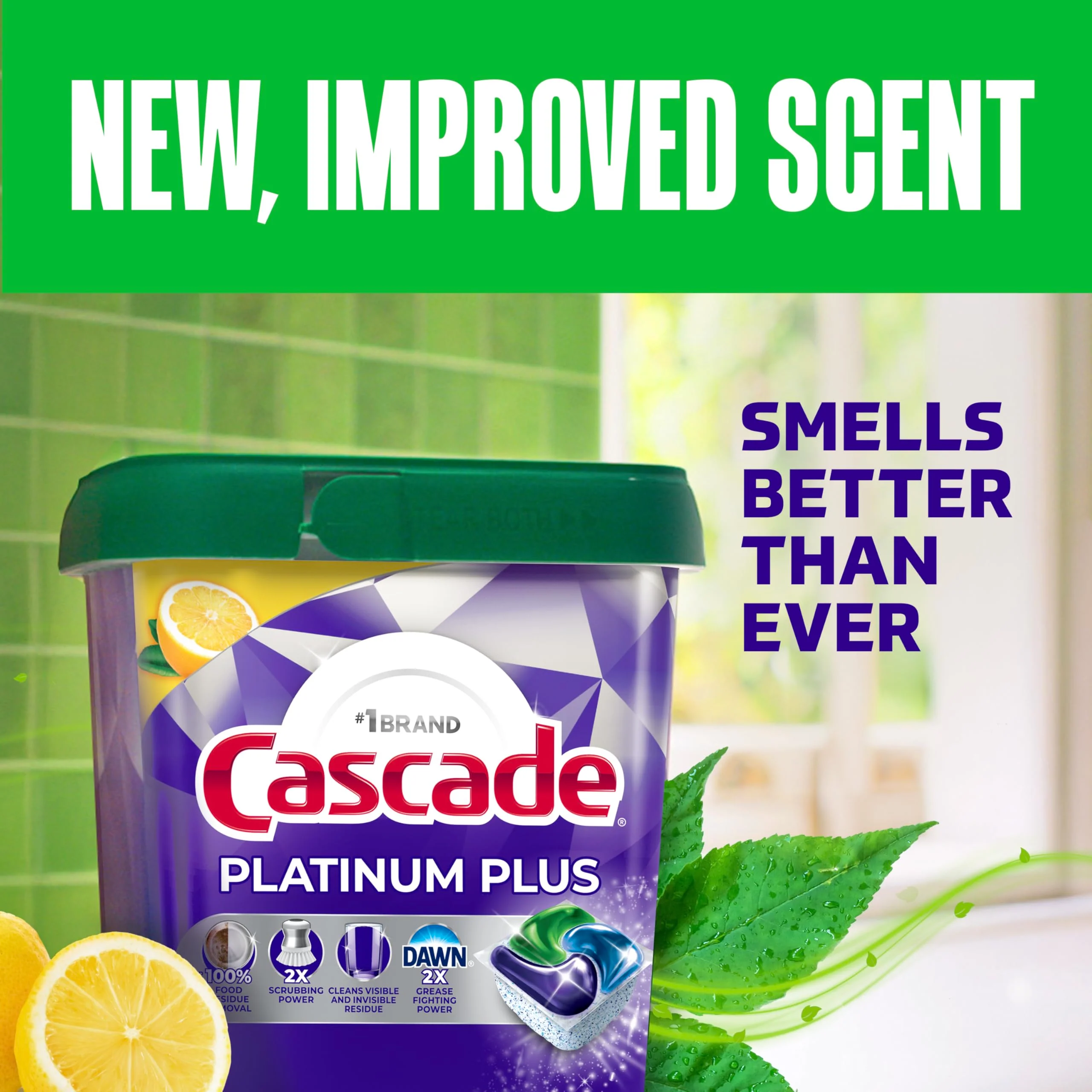 Cascade Platinum Plus Dishwasher Pods, Dishwasher Detergent, Dish Detergent Soap, Lemon, 57 Count - Image 6