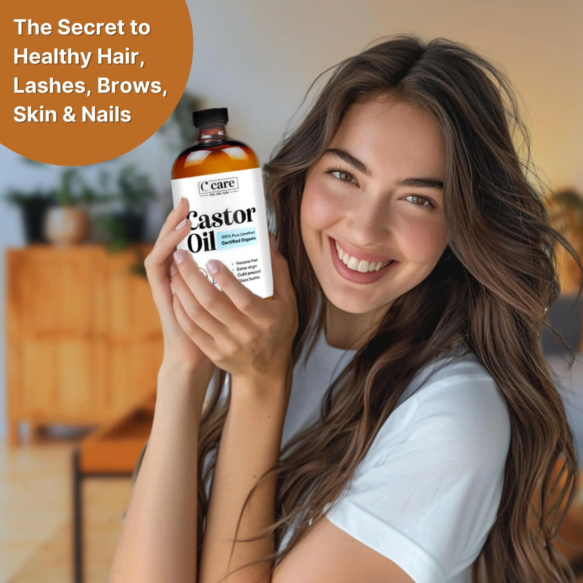 Castor Oil 100% Pure Organic Cold Pressed Unrefined Glass Bottle | USDA Certified Organic | Hexane Free Extra Virgin | For Hair Growth Eyebrows Eyelashes Skin and Castor Oil Pack Wrap | 16oz - Image 3