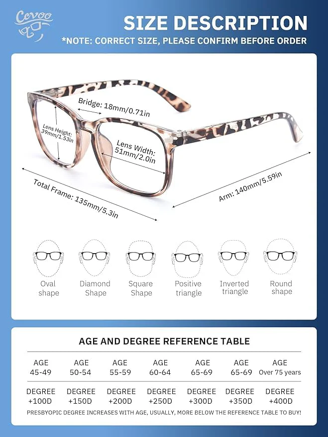 CCVOO Reading Glasses for Women/Men, Eyeglasses, Blue Light Readers for Women/Men, Computer Eye Glasses, Cheaters - Image 4