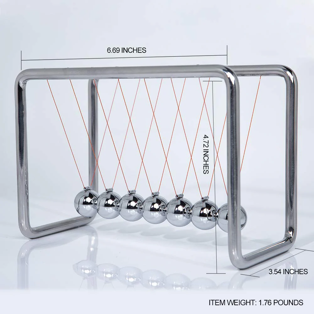CERROPI Newtons Cradle Pendulum with 7 Balls, Classic Swing Newton Balance Ball, 30+ Sec Swingtime, Science Physics Gadget, Desk Toys & Office Gadgets for Desk Decorations - Image 5