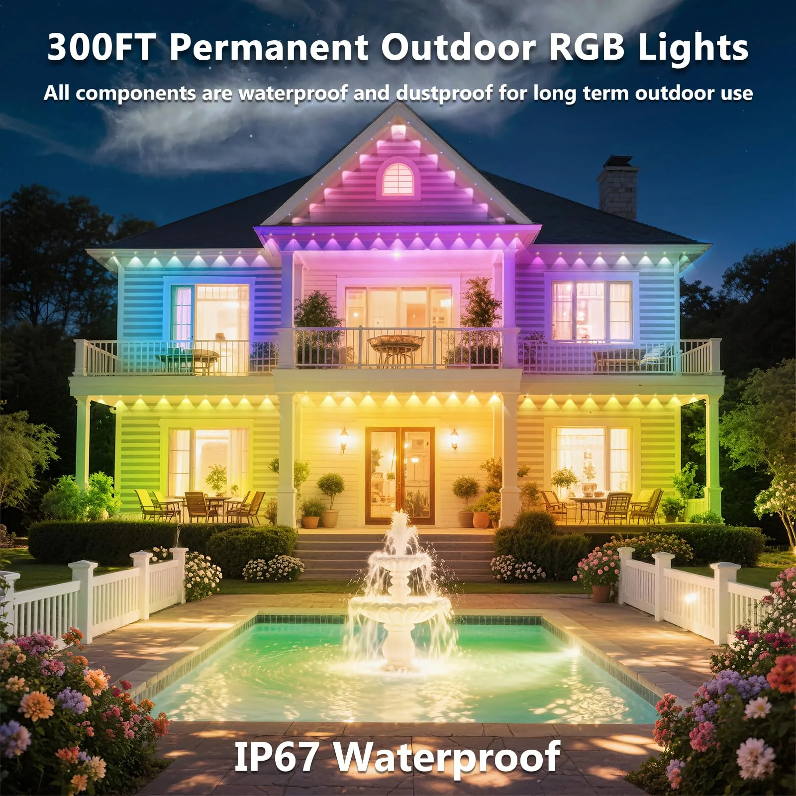 CETELUMA 300FT Permanent Outdoor RGB Lights, IP67 Waterproof Smart Eave Lighting, with App/Remote Control Eaves Light, DIY LED Scenes Modes for House Roof Decor,Christmas,Party,All Holiday and Daily - Image 5