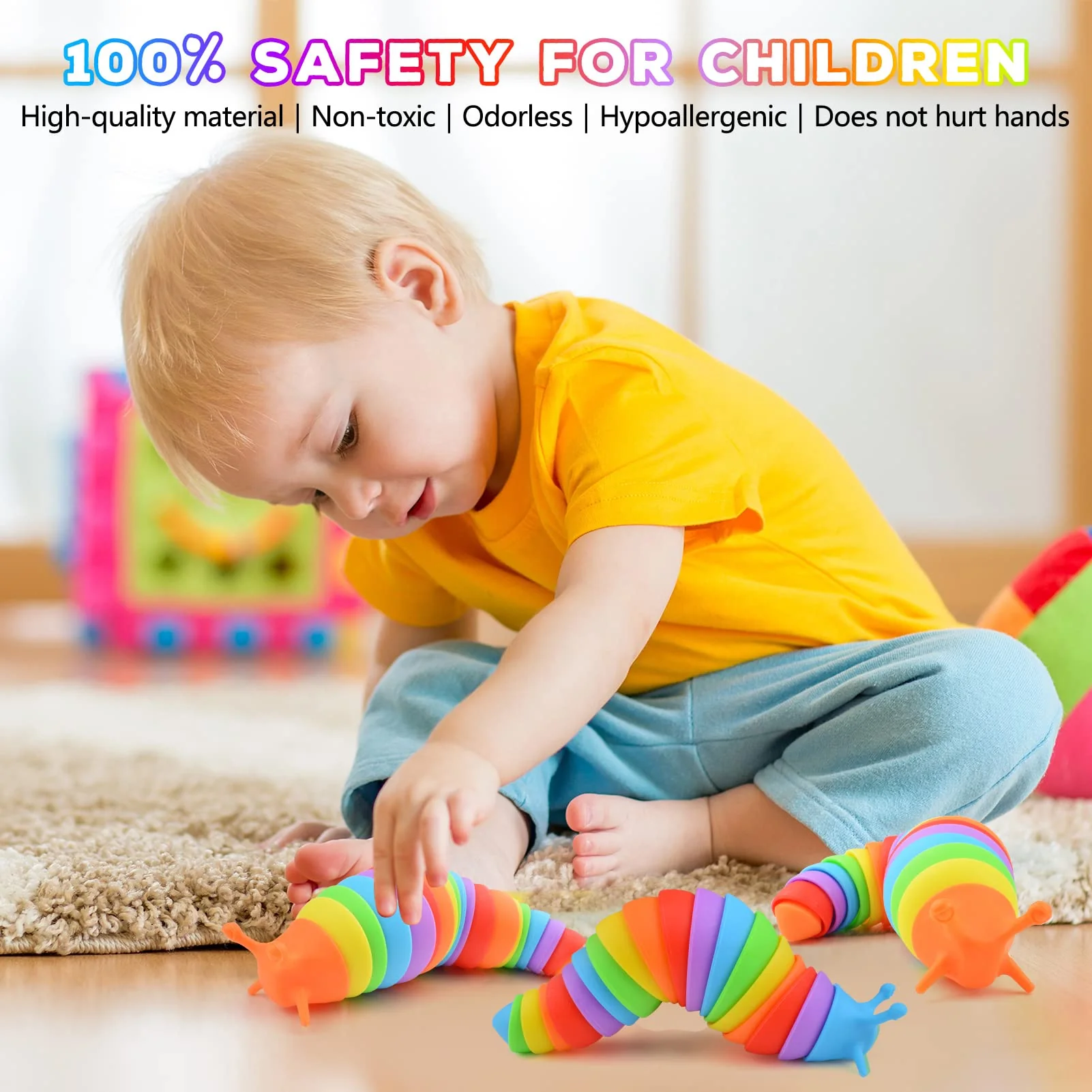 Cevioce Fidget Slug Toy, Sensory Slug Fidget Toy for Kids & Adults, 2 PCS Cute 3D Articulated Sensory Toys - Can Be Spliced, Safe|Exercise Wrist Strength & Stress Relief, Great Gift for ADHD Autism A - Image 4