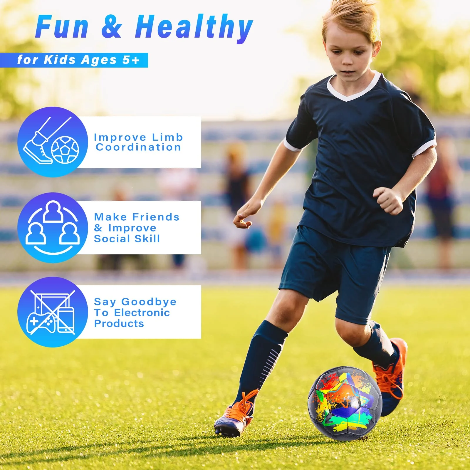 Champhox Size 4 Soccer Ball, Soccer Balls for Boys Youth Size 4 Soccer Balls for Kids Soccer Players Long-Lasting Construction Skill Practicing Gifts Christmas Birthday Back to School - Image 7