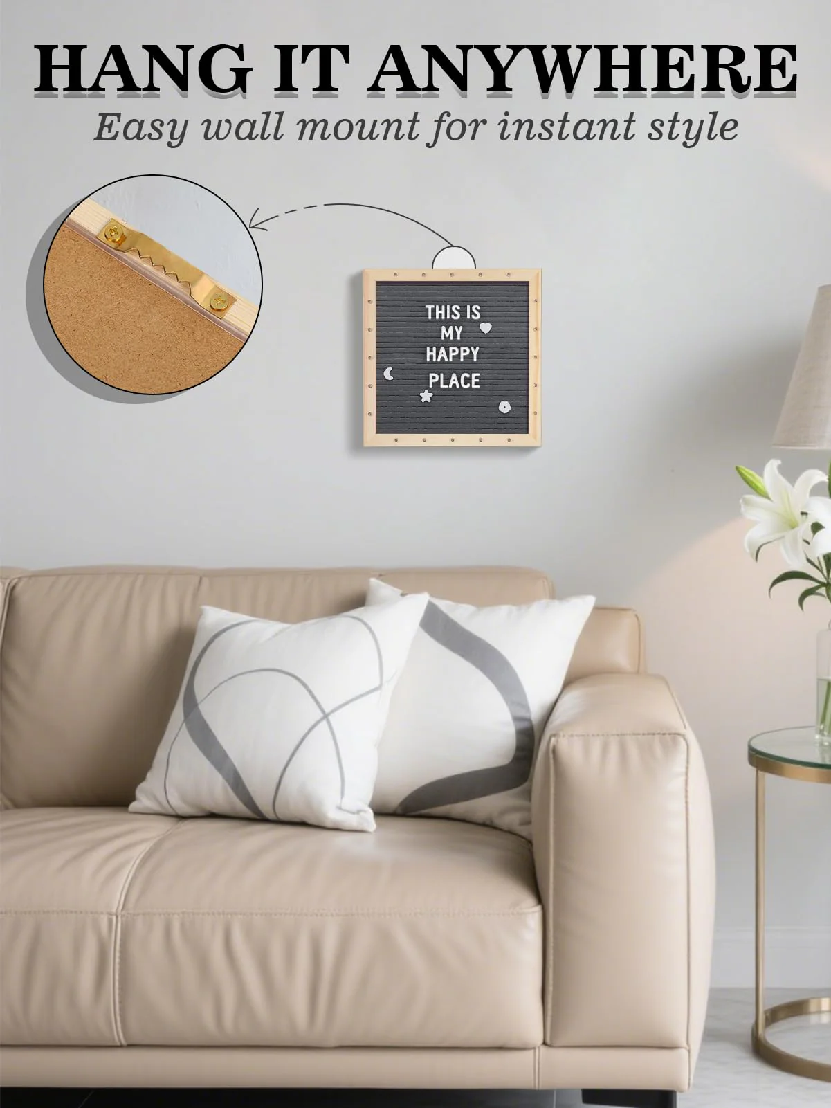 Changeable Felt Letter Board with LED Lights - 10×10" Message Custom Signs & Wood Stand & 450 Letters, Poster Board for Christmas/Pregnancy/Baby Announcement/Classroom Wall Decor Gifts, Grey - Image 5