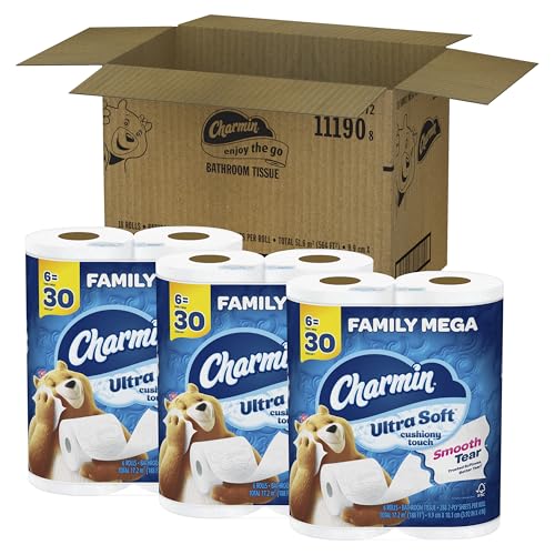 Charmin Ultra Soft Cushiony Touch Toilet Paper, 24 Family Mega Rolls = 123 Regular Rolls - Image 15