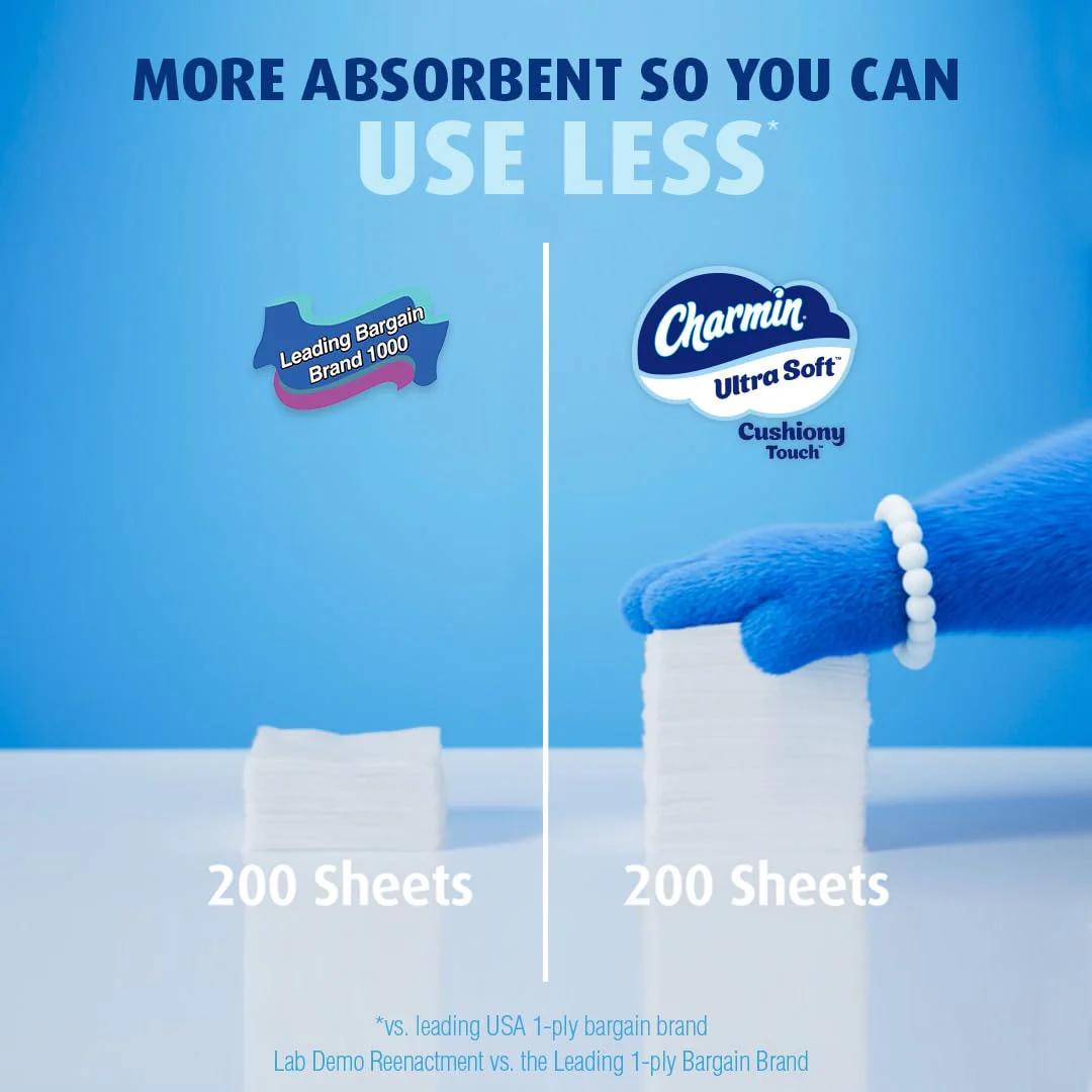 Charmin Ultra Soft Cushiony Touch Toilet Paper, 24 Family Mega Rolls = 123 Regular Rolls - Image 25