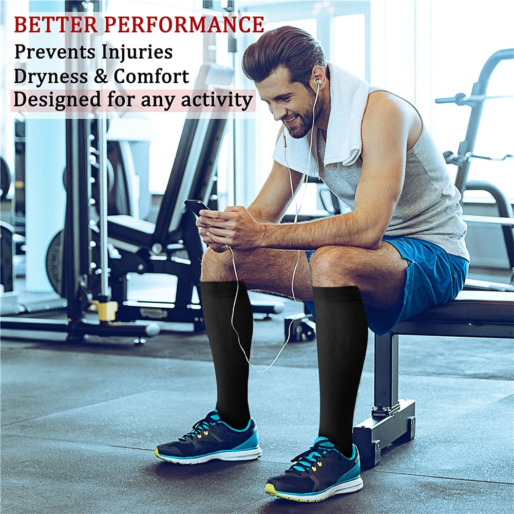 CHARMKING Compression Socks for Women & Men (8 Pairs) 15-20 mmHg Graduated Copper Support Socks are Best for Pregnant, Nurses - Boost Performance, Circulation, Knee High & Wide Calf (S/M, Multi 05) - Image 6
