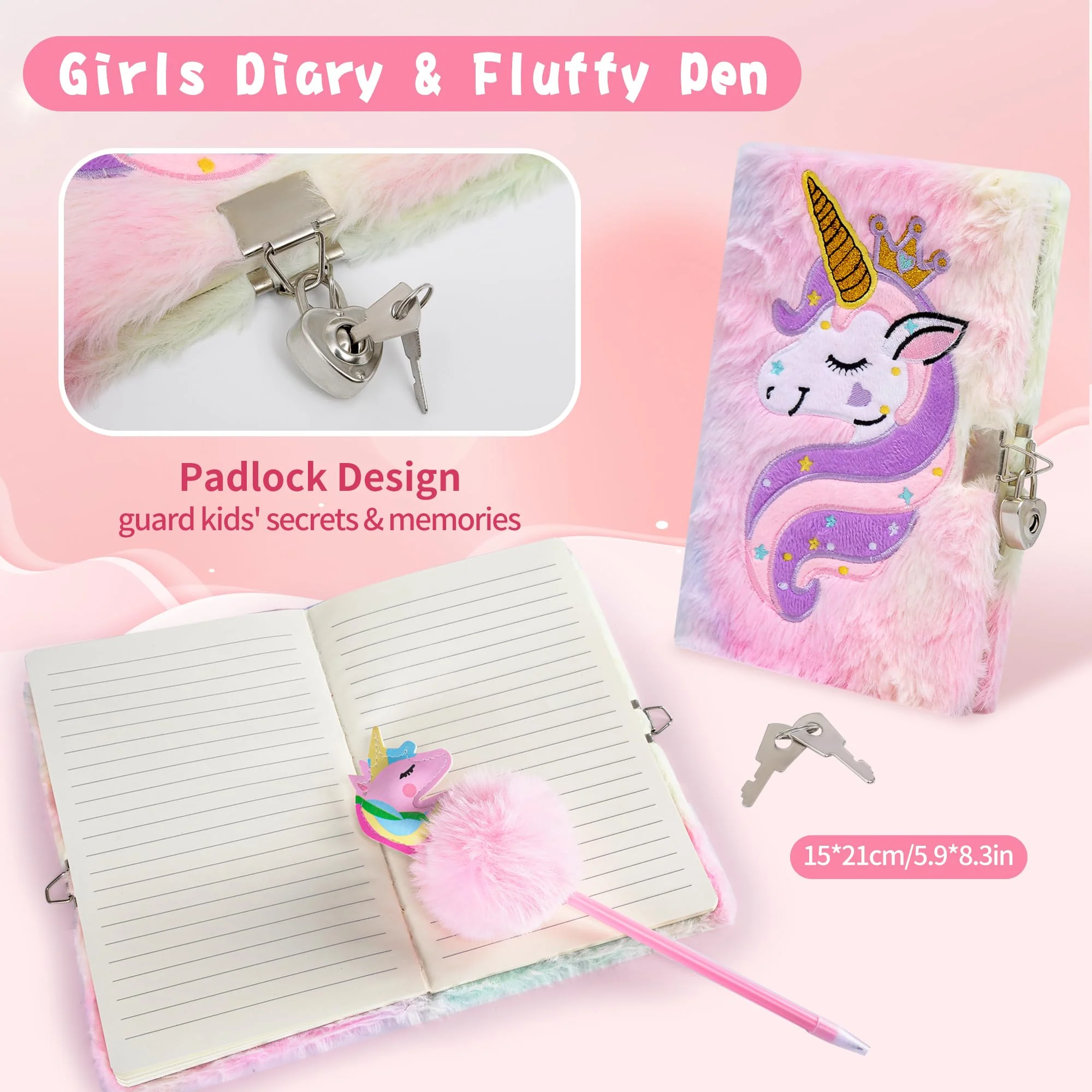 Cherry Tale Unicorn Gifts for Girls Age 6-8, Kids Unicorn Toys Set with Light Up Star Pillow Diary Headband Eye Mask Christmas Birthday Gifts for Little Girls Age 4 5 6 7 8 9 10 - Image 2