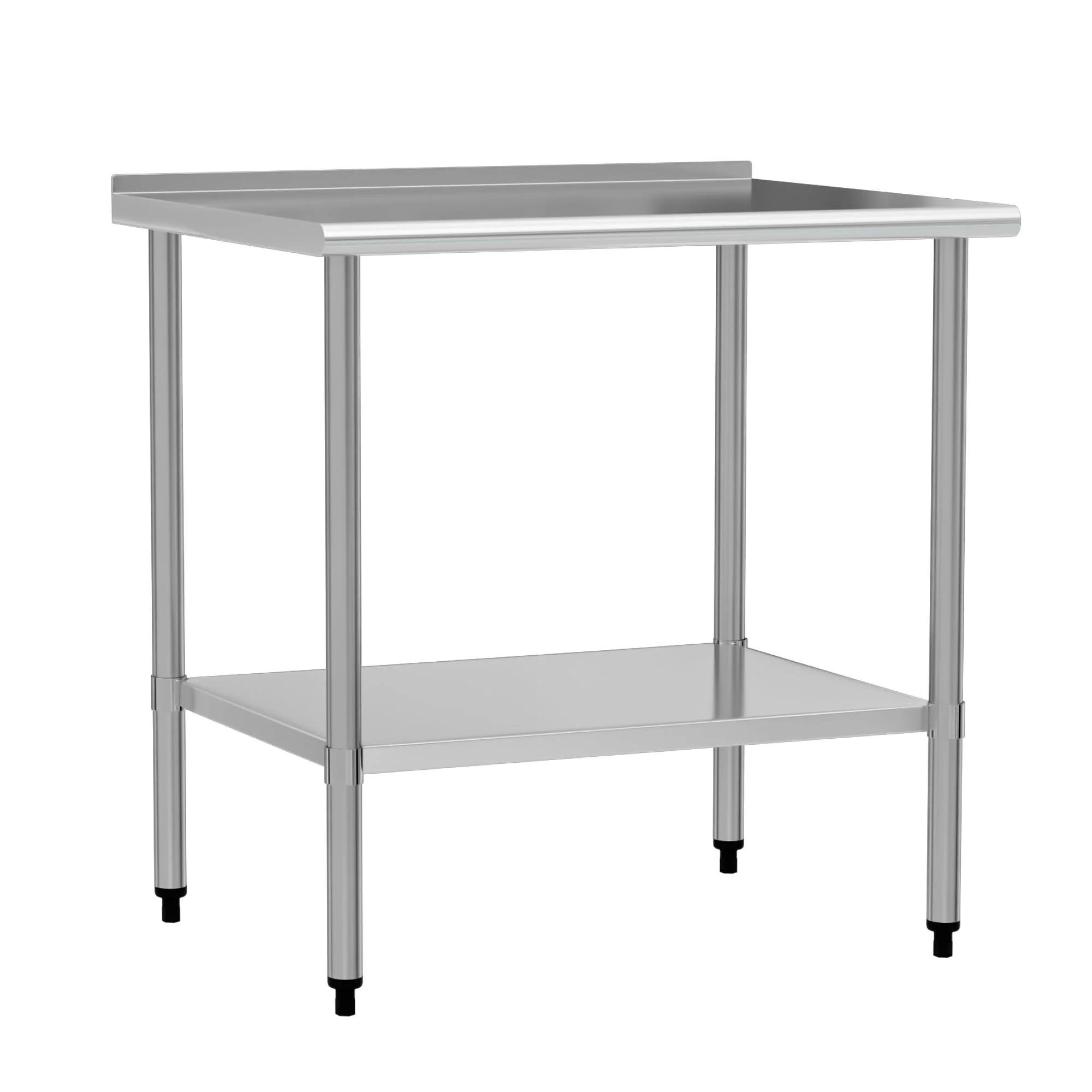 Chingoo Stainless Steel Work Table 30x36 Inch with Adjustable Undershelf & Backsplash, Heavy-Duty Prep Table for Commercial Kitchen, Restaurant, Garage, Outdoor