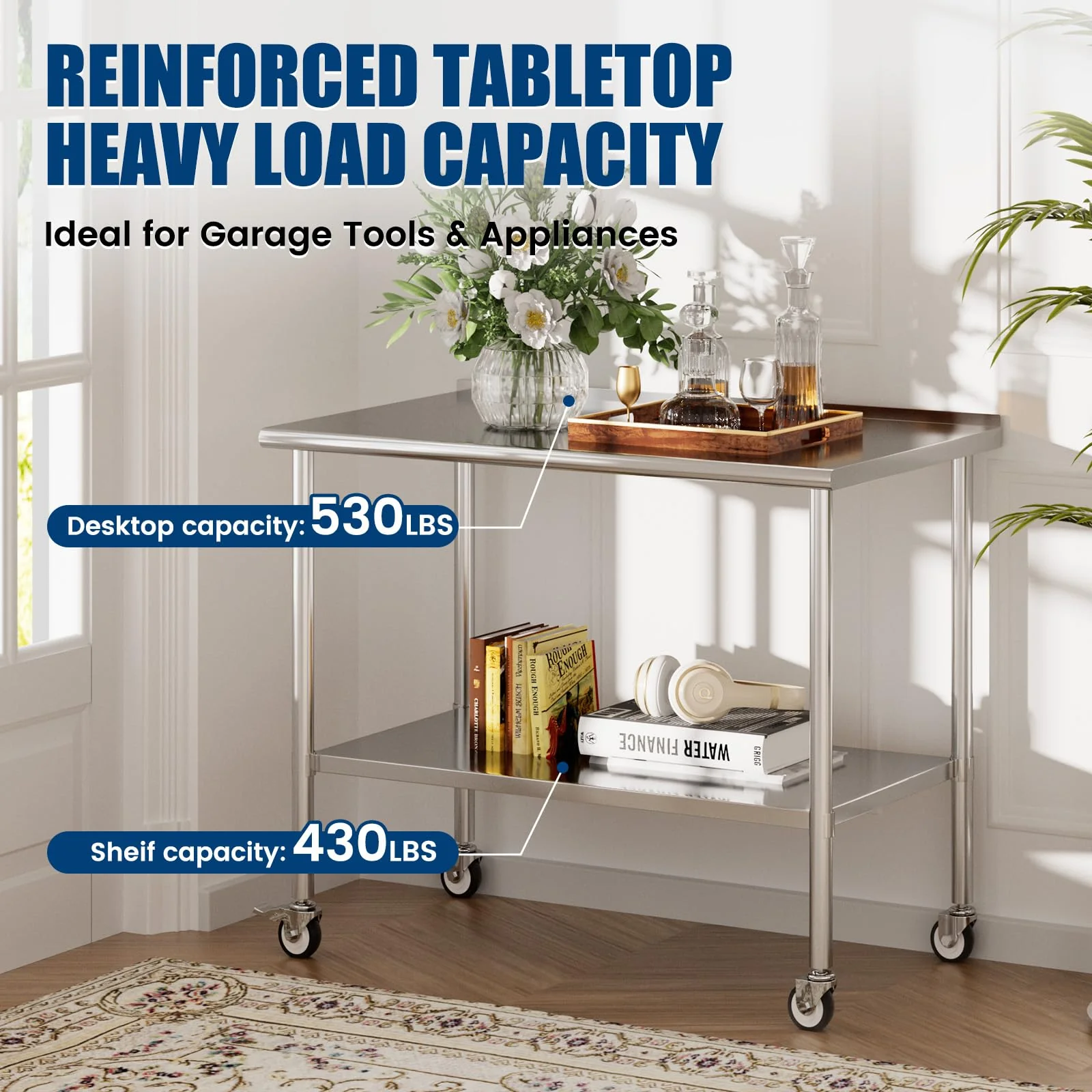 Chingoo Stainless Steel Work Table 30x60 Inch with Adjustable Undershelf & Backsplash, Heavy-Duty Prep Table for Commercial Kitchen, Restaurant, Garage, Outdoor - Image 8