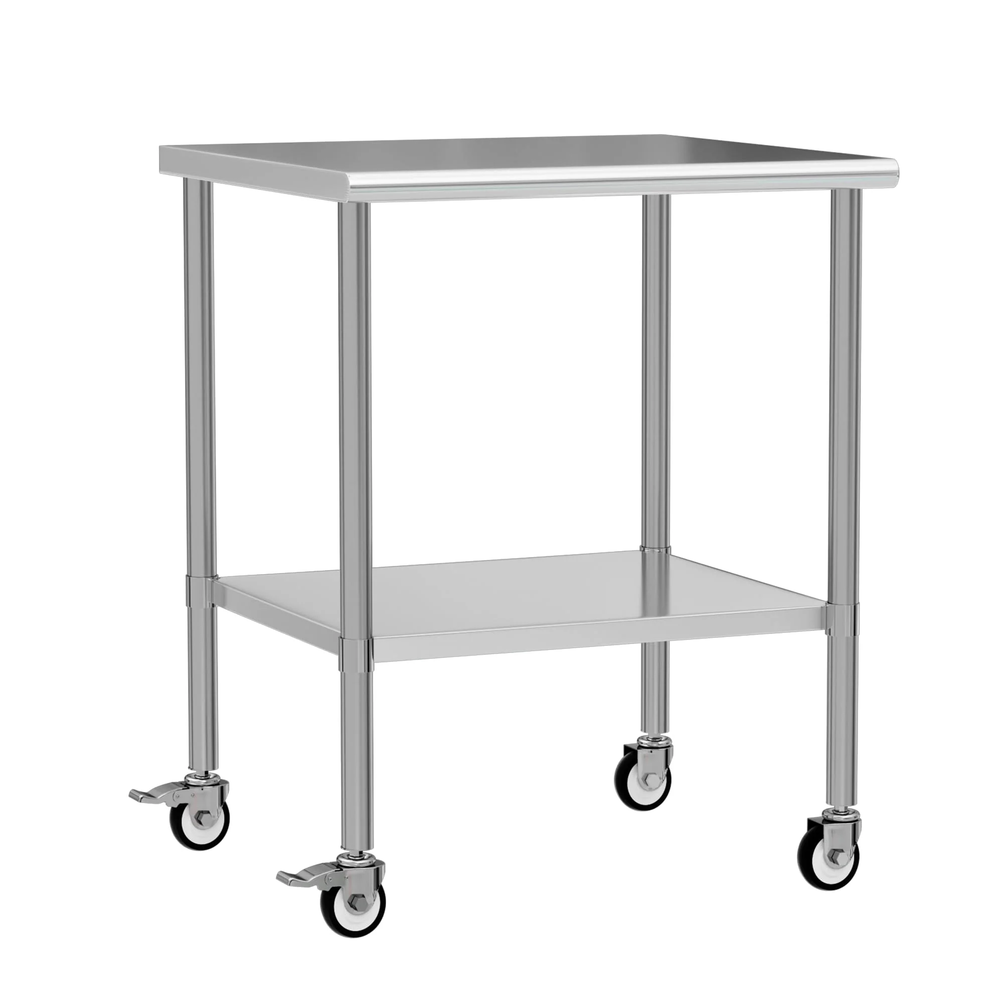 Chingoo Stainless Steel Work Table with Wheels, 30x30 Inch NSF Kitchen Prep Table with Adjustable Undershelf for Commercial Restaurant, Garage, Outdoor BBQ