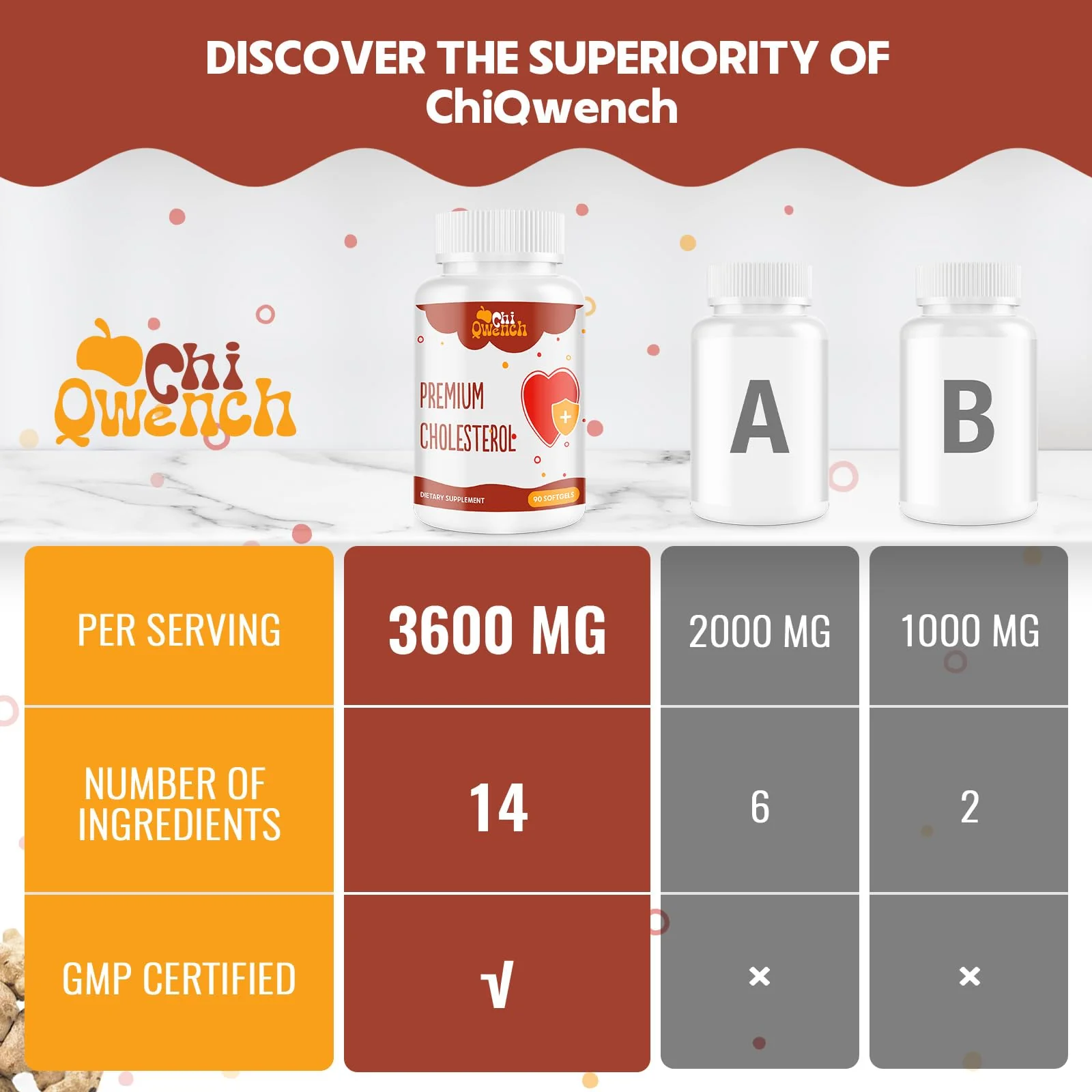 Cholesterol Supplements with Plant Sterols, Niacin, Red Yeast Rice, Citrus Bergamot, Garlic, Cholesterol Supplement Support Normal Cholesterol Levels, 90 Softgels - Image 3