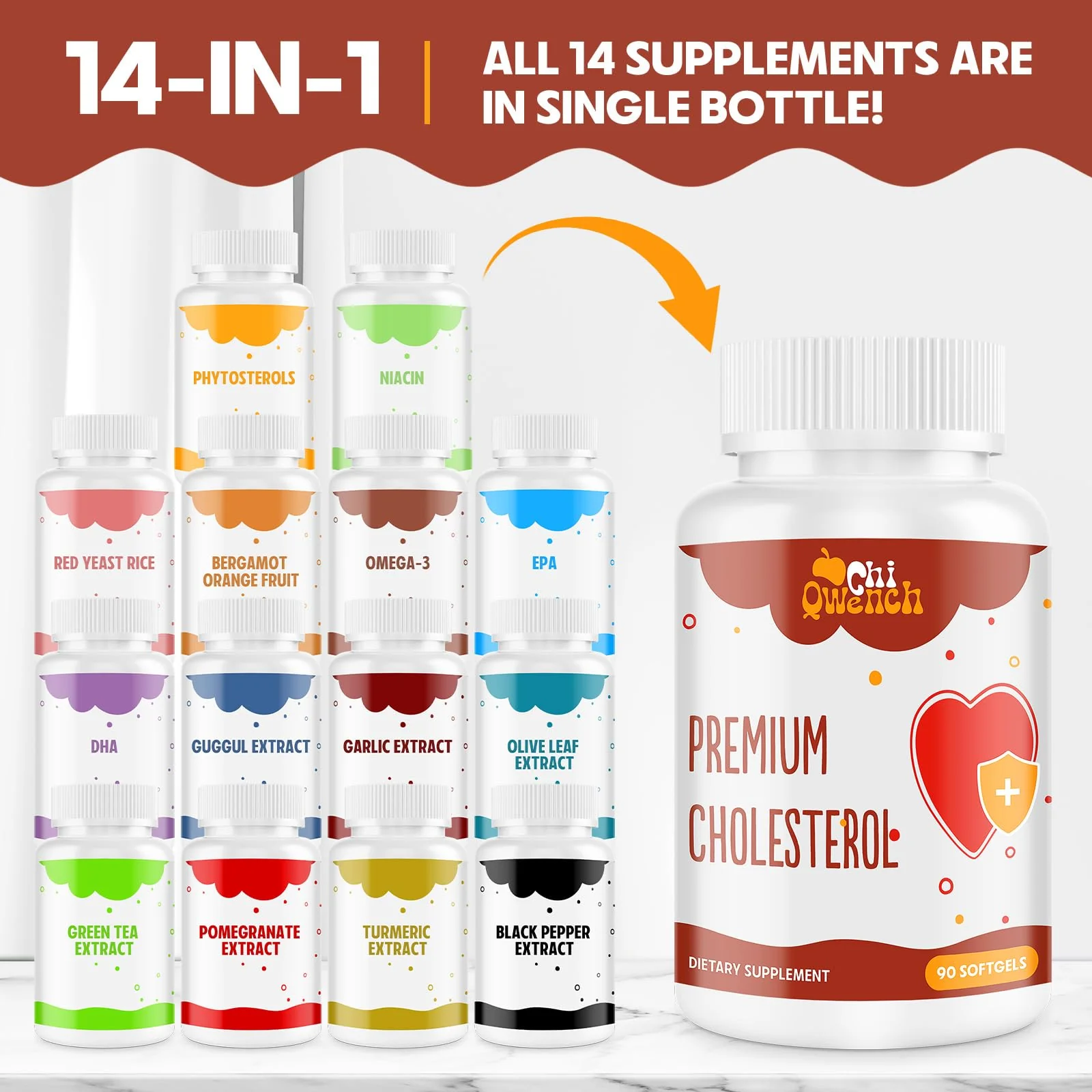 Cholesterol Supplements with Plant Sterols, Niacin, Red Yeast Rice, Citrus Bergamot, Garlic, Cholesterol Supplement Support Normal Cholesterol Levels, 90 Softgels - Image 4