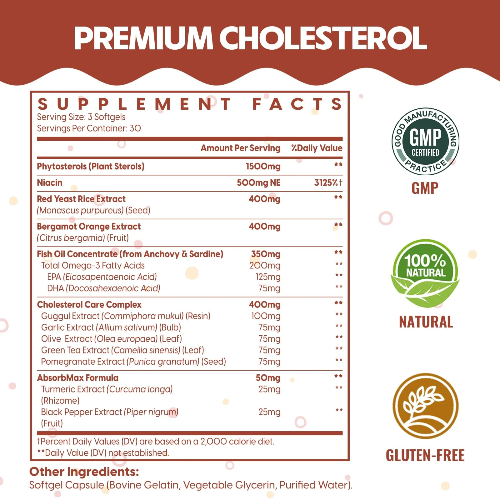 Cholesterol Supplements with Plant Sterols, Niacin, Red Yeast Rice, Citrus Bergamot, Garlic, Cholesterol Supplement Support Normal Cholesterol Levels, 90 Softgels - Image 7