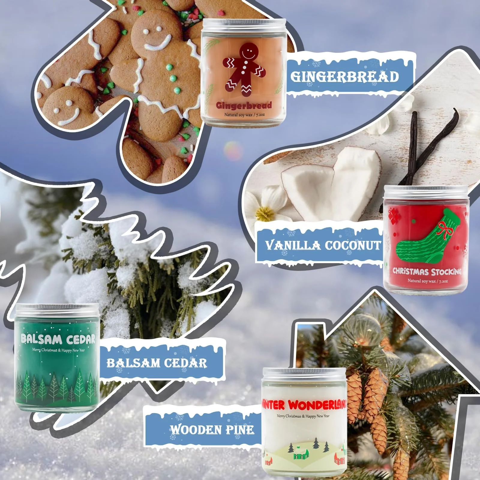 Christmas Candles - Christmas Gifts for Women & Men, 4 Pack Natural Soy Wax with Holiday Scents, Perfect for Xmas, New Year, and Winter Décor - Image 5
