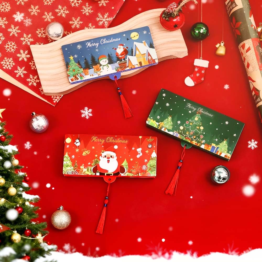 Christmas Cash Gift Envelope, 2025 New Christmas Money Holders with 10 Slots for Cash, Surprise Money Envelopes Gift Card Women Men Girls Boys Birthday Holiday (Red-3 pack) - Image 2