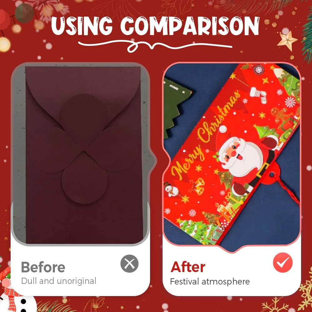 Christmas Cash Gift Envelope, 2025 New Christmas Money Holders with 10 Slots for Cash, Surprise Money Envelopes Gift Card Women Men Girls Boys Birthday Holiday (Red-3 pack) - Image 5