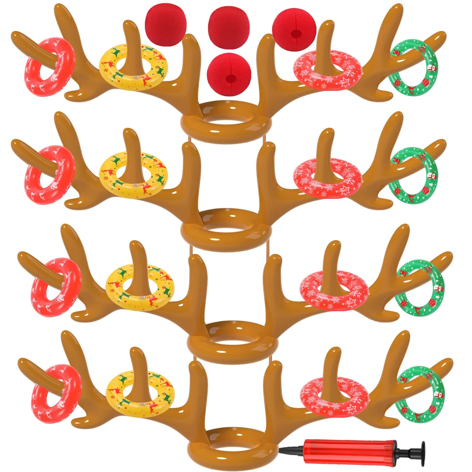 Christmas Games Decorations, Inflatable Reindeer Antler Ring Toss Game, Stocking Stuffers for Men Women Kids Teens Adults, Christmas Party Games Fun Xmas Gifts Carnival Holiday Family