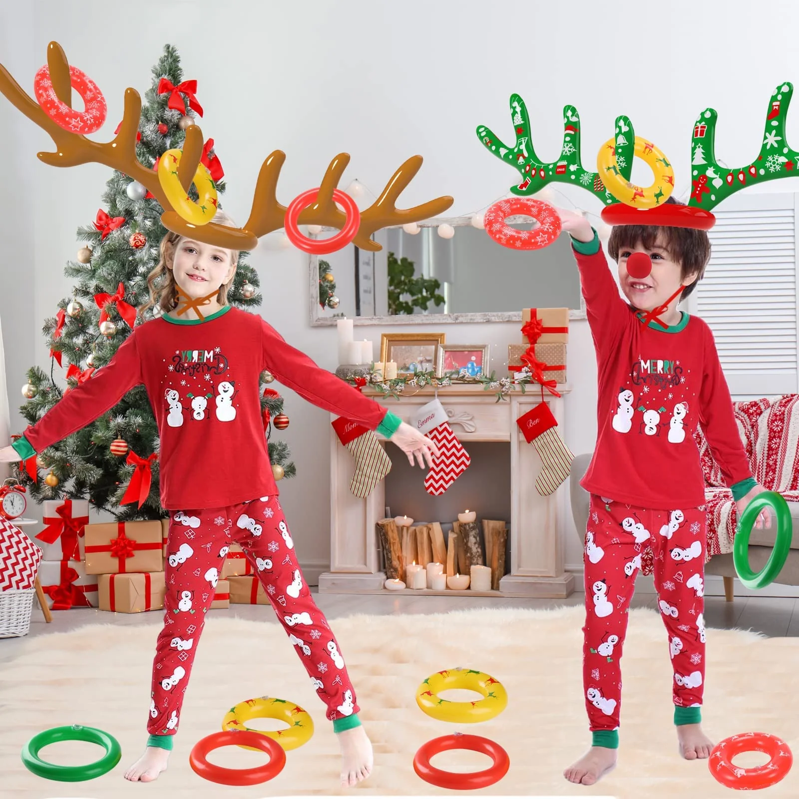 Christmas Games Decorations, Inflatable Reindeer Antler Ring Toss Game, Stocking Stuffers for Men Women Kids Teens Adults, Christmas Party Games Fun Xmas Gifts Carnival Holiday Family - Image 6