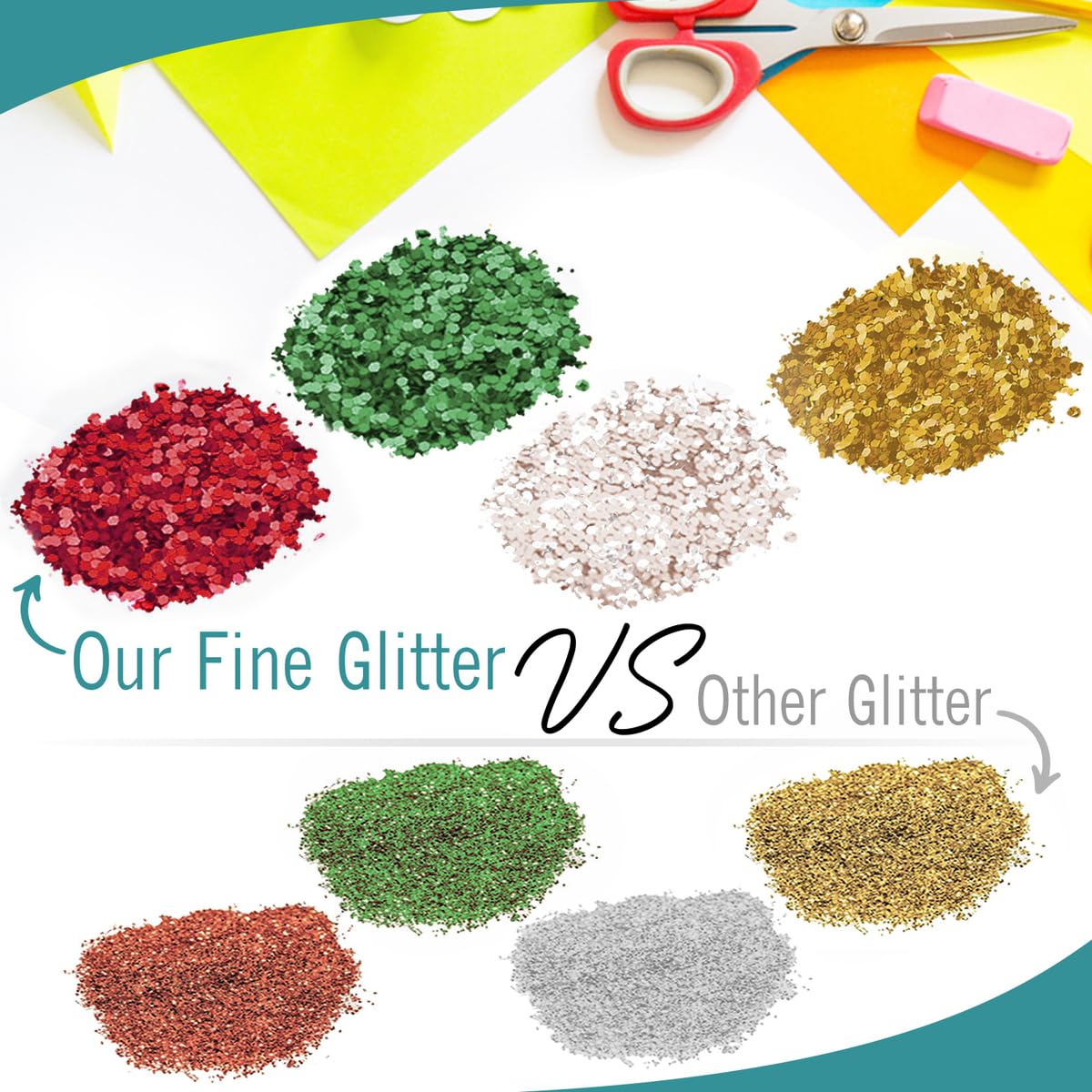 Christmas Glitter for Crafts 1 LB EA Bulk Fine Craft Glitter, 4 Count Christmas Confetti Pack Green, Red, Clear, Gold for Resin, Scrapbooking and Décor - Image 2