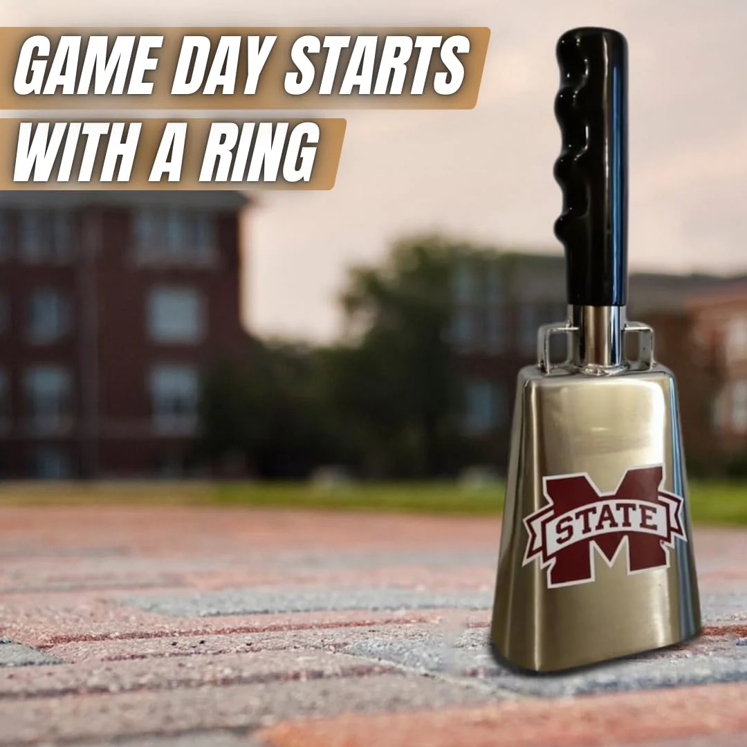 Chrome Plated Mississippi State 10-inch Cowbell with M-State Logo - Image 2