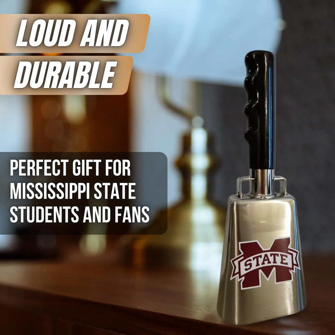 Chrome Plated Mississippi State 10-inch Cowbell with M-State Logo - Image 4