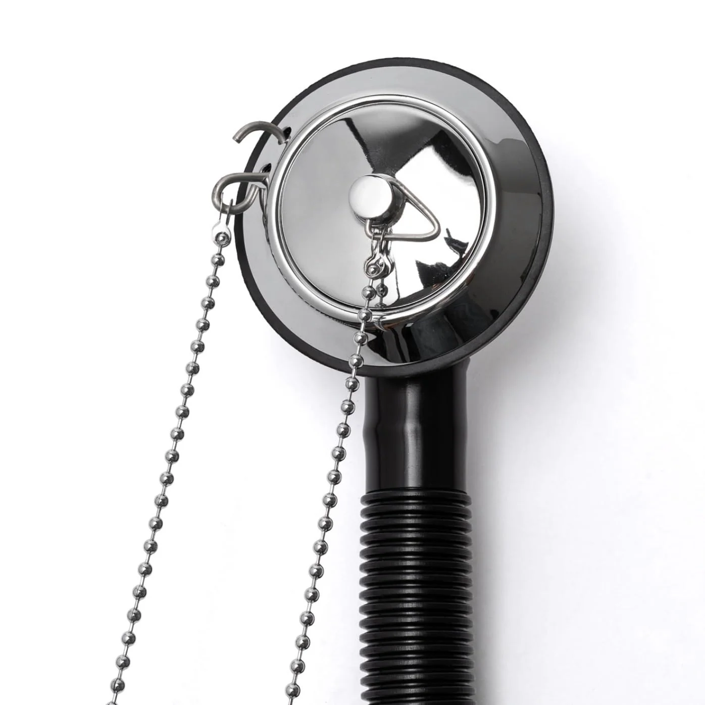 Chrome Retainer Bath Tub Waste Drain with Brass Plug & Overflow and Ball Chain - Image 3