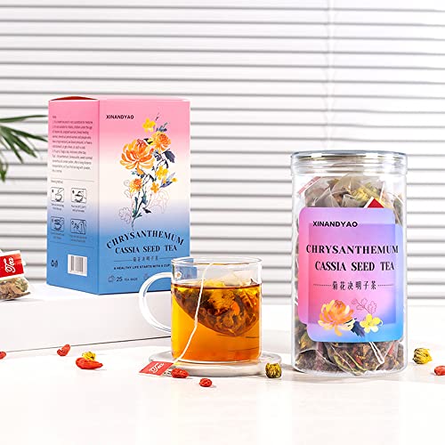 Chrysanthemum Cassia Seed Tea Bags,Eyes Brighten Liver Cleanse Herbal Tea,Burdock Root Honeysuckle Chinese Wolfberry Sweetscented Osmanthus Organic Combination of Floral Tea 7.05OZ(200g, 8gX25Bags) - Image 5