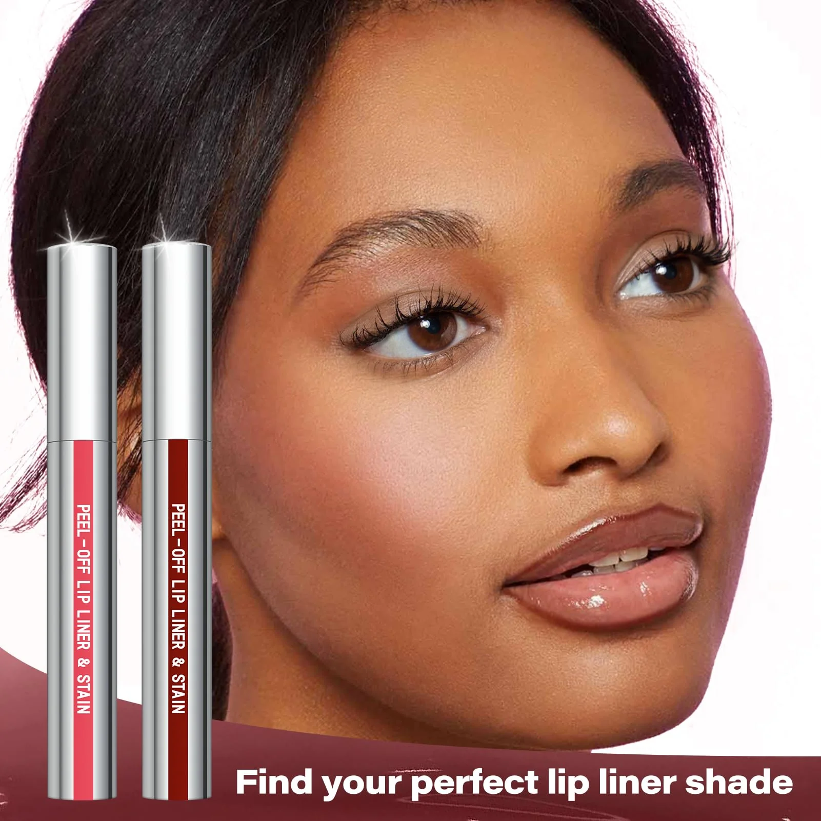 Cilrofelr Peel Off Lip Liner Stain, Long Wear Tattoo Lip Liner with Tweezer, Peel Off Lip Stain with Matte Finish, Long Lasting, Waterproof, Transfer-proof, Highly Pigmented Color (Rose) - Image 2