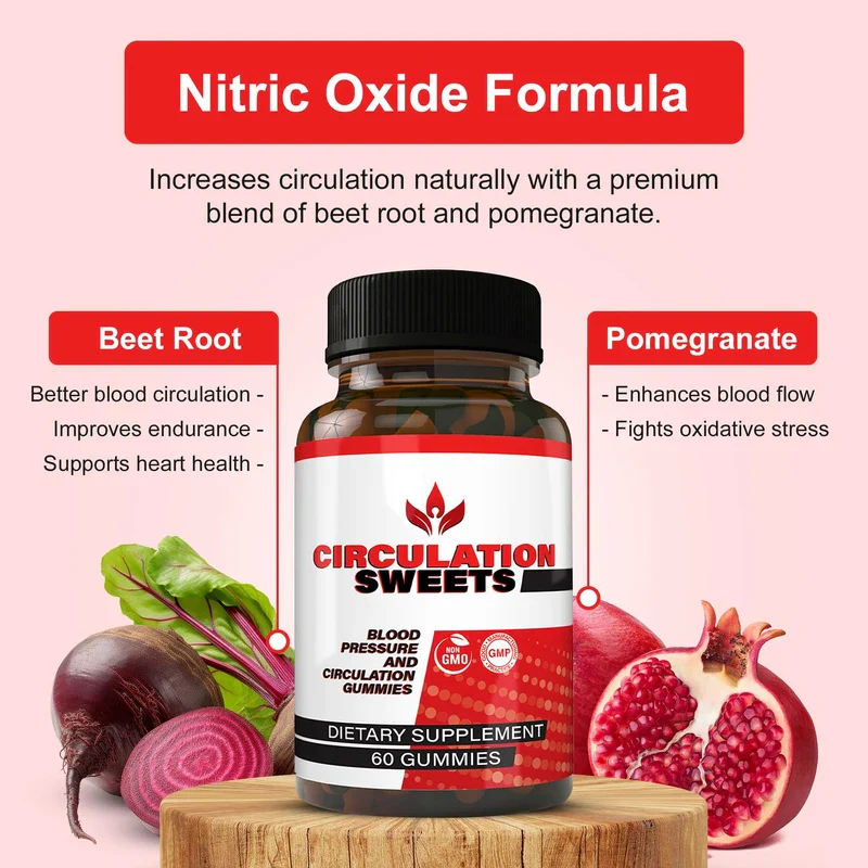 Circulation Sweets Beet Root Gummies - High Blood Pressure Supplements with S7, Beetroot & Pomegranate - Supports Circulation, Energy & Neuropathy Pain Relief - 60 Non-GMO Gummies - Image 3