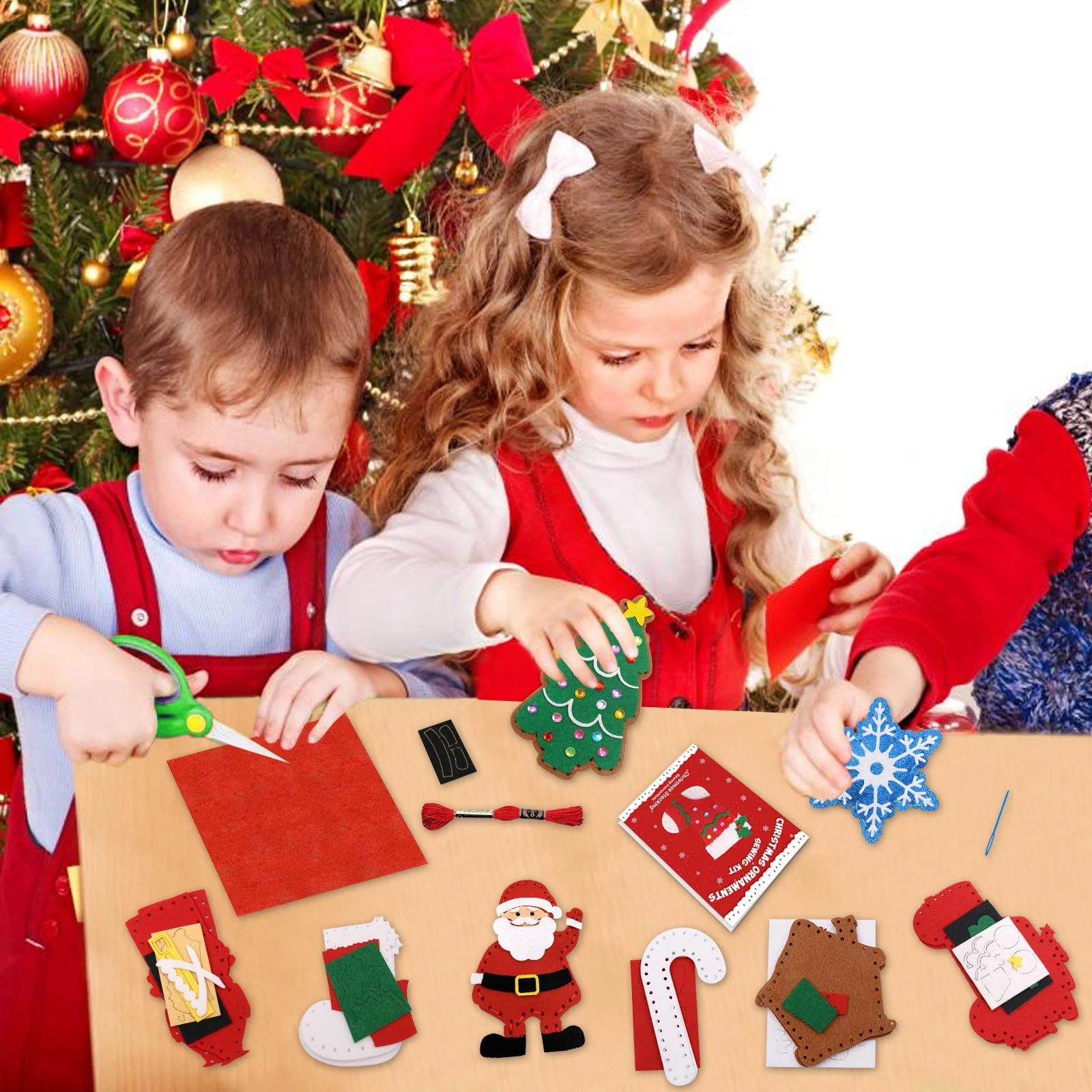 CiyvoLyeen Christmas Sewing Kit for Kids Felt Christmas Ornaments Craft Supplies DIY Activity for Girls and Boys Educational Sewing Gift for Child Set of 12 - Image 7