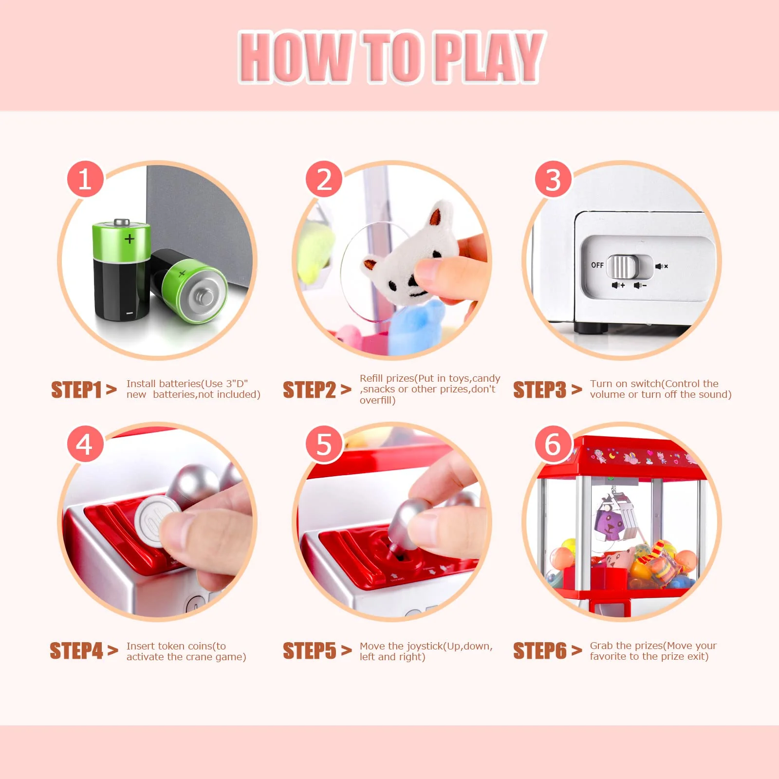 Claw Machine for Kids Toy Mini Claw Machine Candy Grabber Prize Dispenser Vending Machine Arcade Game Machines for Home Party Christmas Birthday Gifts Cool Girl Toys - Image 5