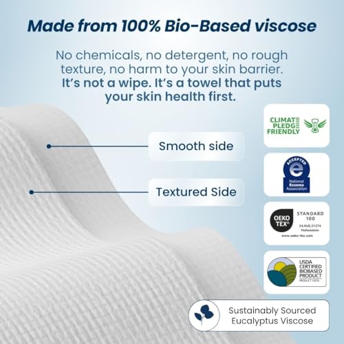 Clean Skin Club Clean Towels XL™, 100% USDA Biobased Face Towel, Disposable Face Towelette, Eczema Association Accepted, Makeup Remover Dry Wipes, Ultra Soft, 100 Ct, 2 Pack - Image 2