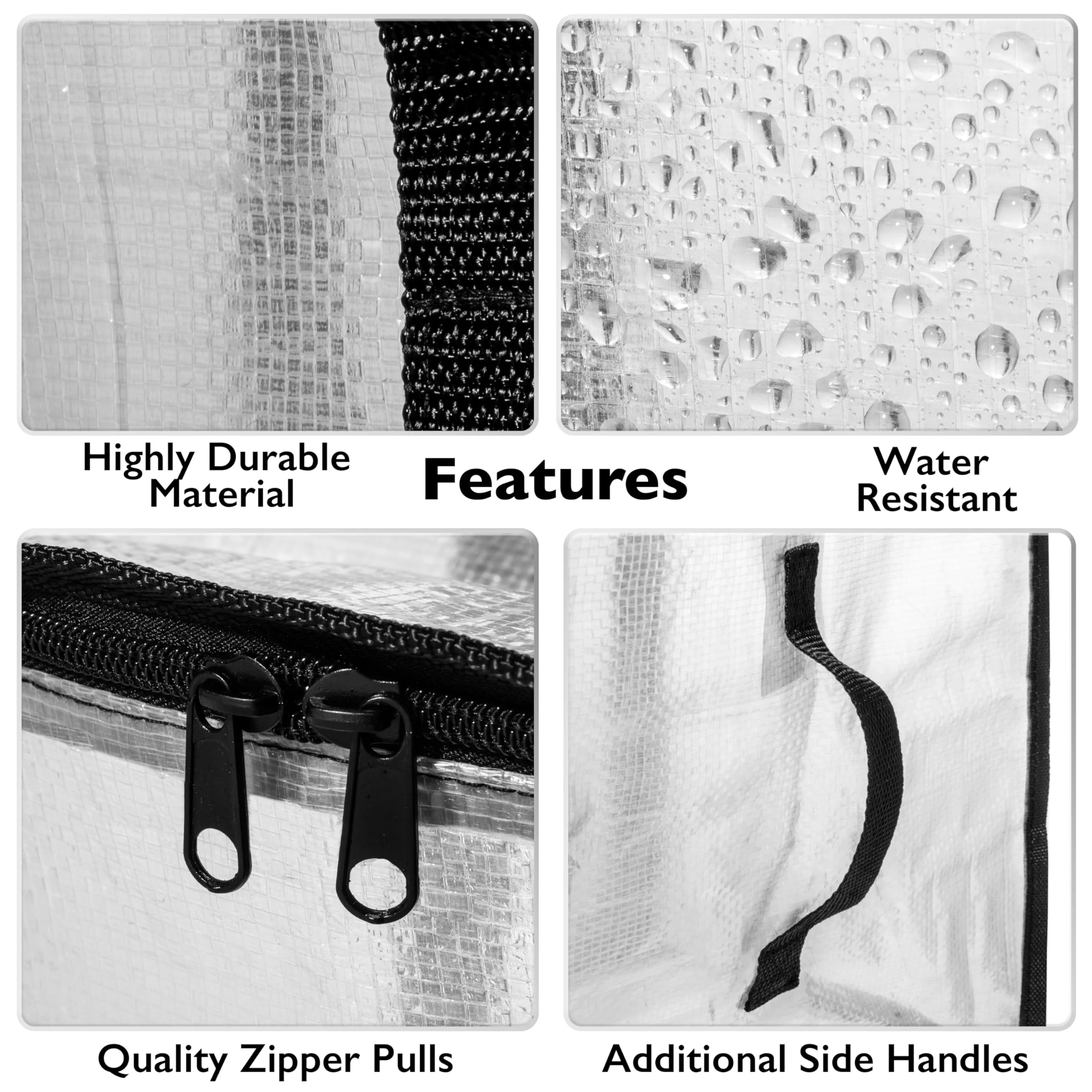ClearSpace Heavy Duty Storage Bags Clear Storage Bins with Lids, Large Packing Boxes with Backpack Straps & Zippers College Dorm Moving Supplies, 4 Pack - Image 3