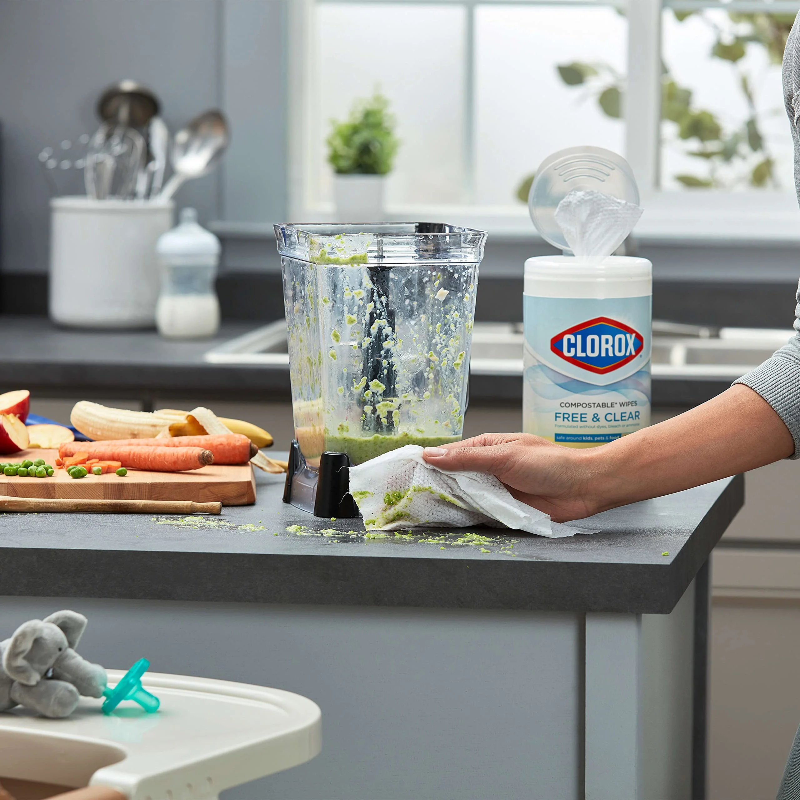 Clorox Free & Clear Compostable Cleaning Wipes, Light Lemon Scent, 75 Count, Pack of 3 (Pack May Vary) - Image 10
