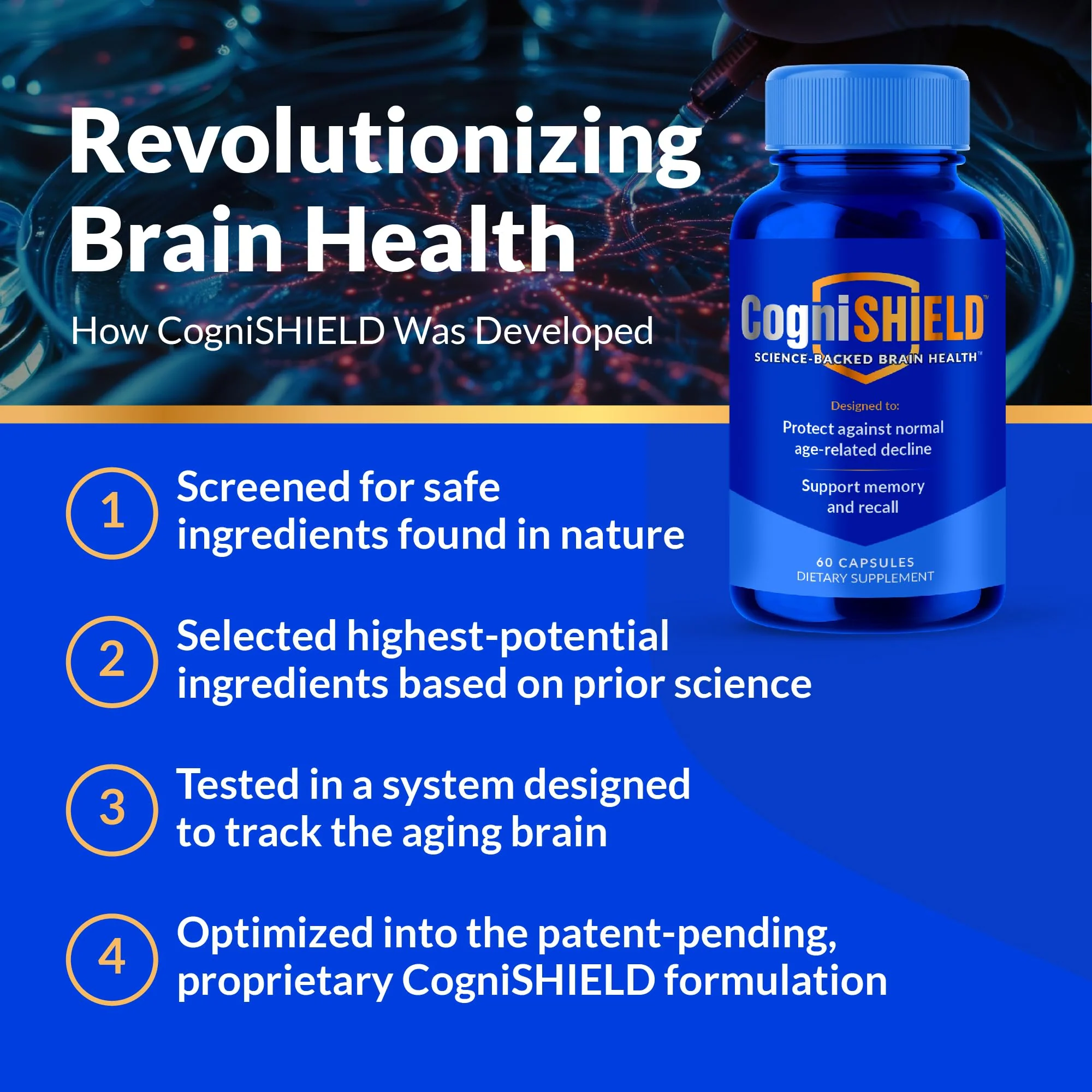 CogniSHIELD Brain Health Supplement - 60 Count - Support Strong Memory, Recall - Protect Against Normal Age-Related Cognitive Decline - Image 3