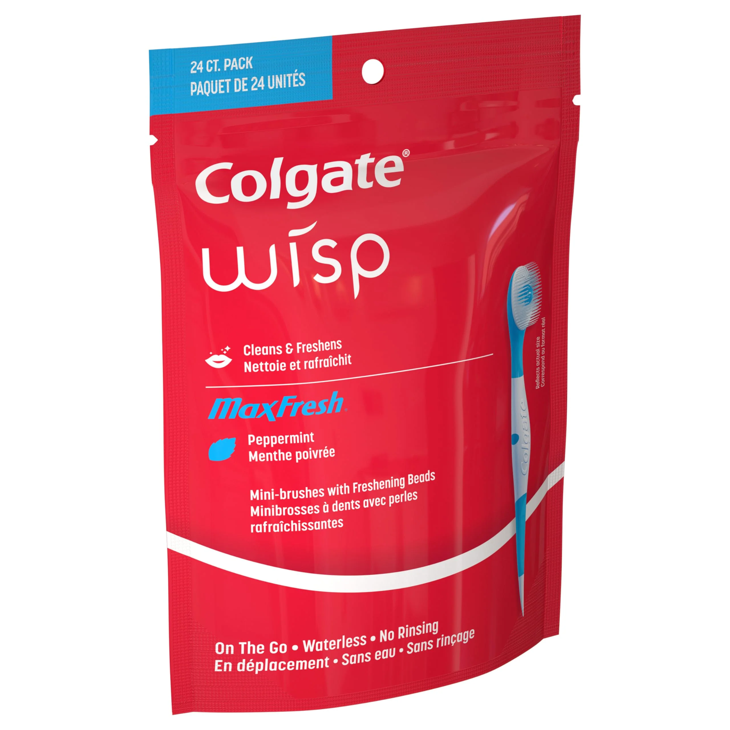 Colgate Max Fresh Wisp Disposable Mini Travel Toothbrushes, Peppermint, 24 Count (Pack of 4) - Image 2