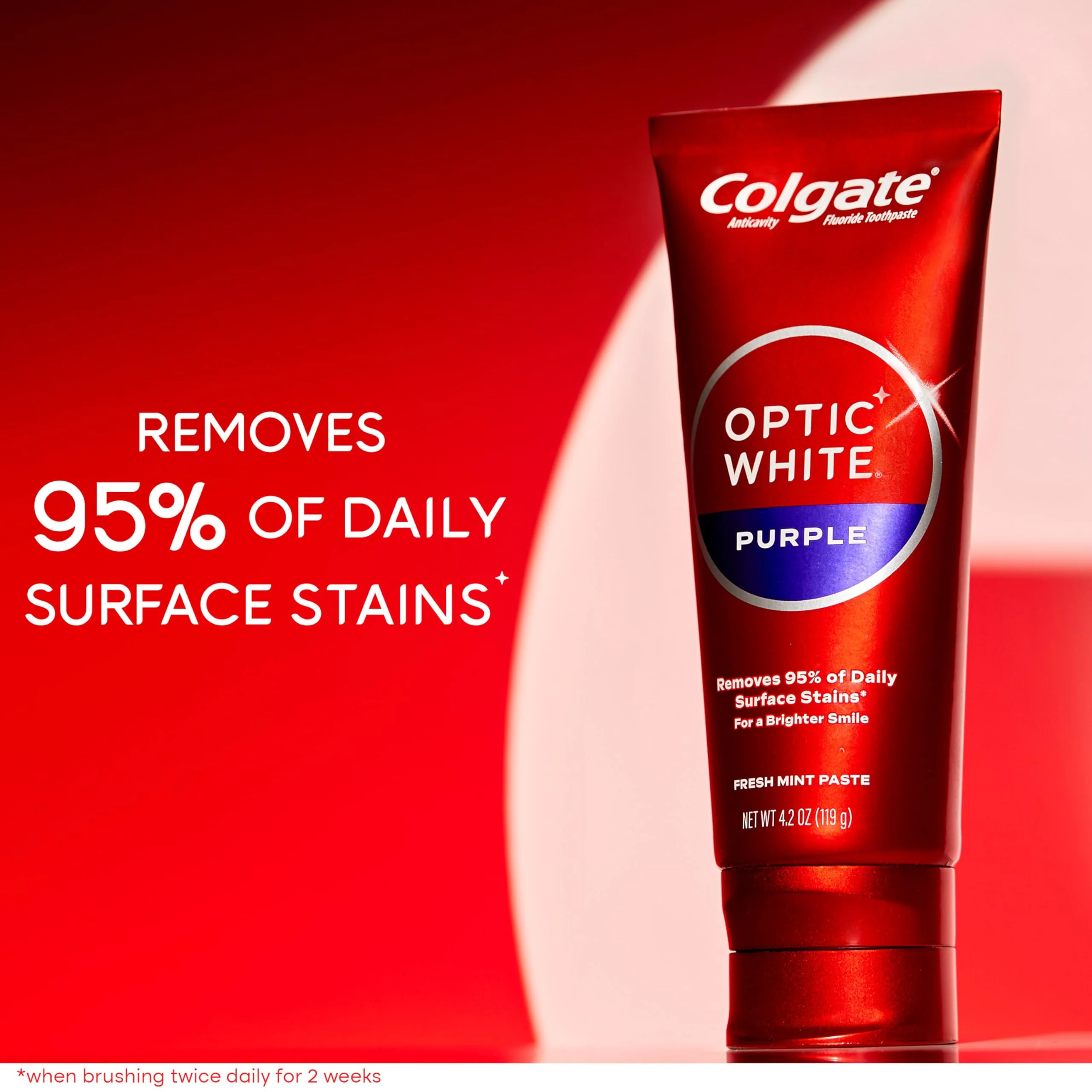 Colgate Optic White Purple Toothpaste for Whitening, Enamel-Safe Mint, 3 Pack, 4.2 oz - Image 10