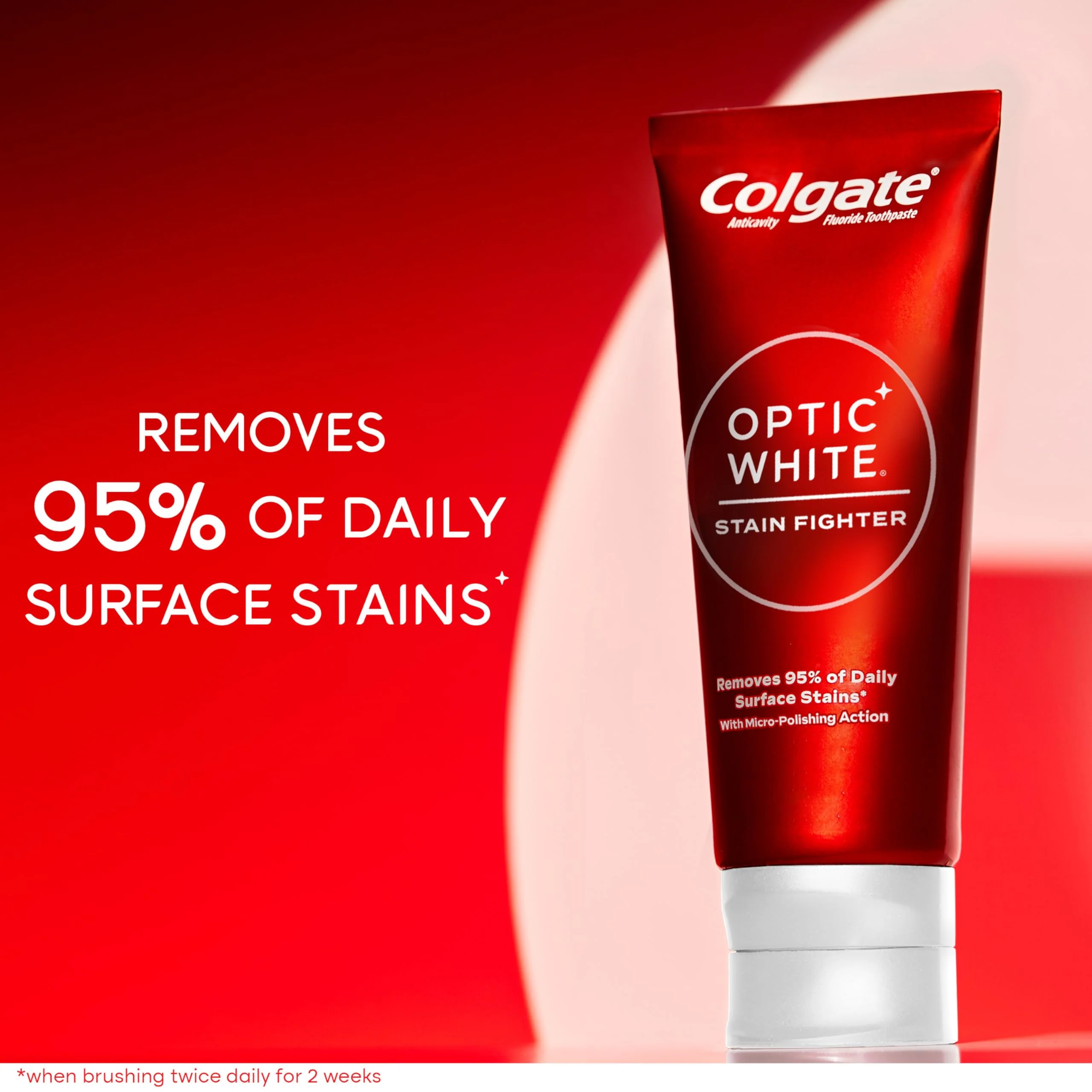 Colgate Optic White Stain Fighter Teeth Whitening Toothpaste, Anticavity Fluoride Toothpaste for Whitening Teeth, Helps Remove Daily Surface Stains, Clean Mint Paste, 4 Pack, 4.2 oz - Image 8