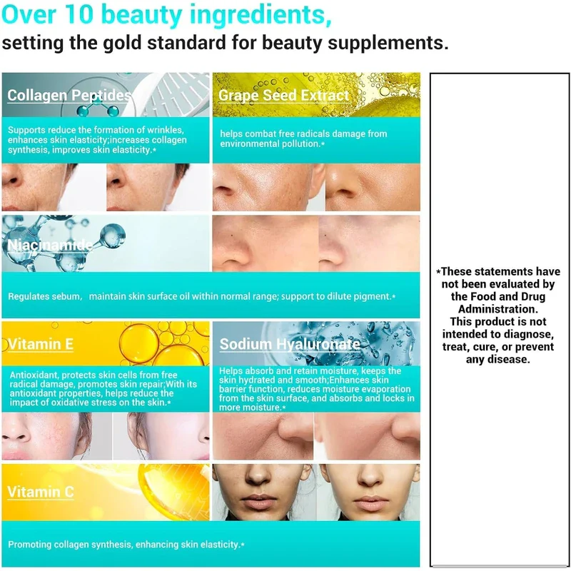 Collagen Peptides for Women, Beauty Vitamin & Mineral Supplement,Contains Vitamin D3, Probiotics for Women & Collagen Peptides,Vitamin E,Vitamin B Complex 60 Tablets - Image 4
