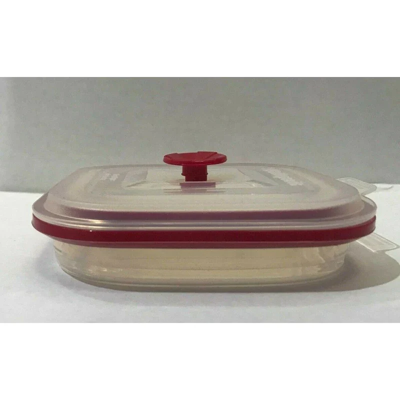 Collapse-it 6-Piece Silicone Food Storage Containers Red Square Set Kitchen - Image 4