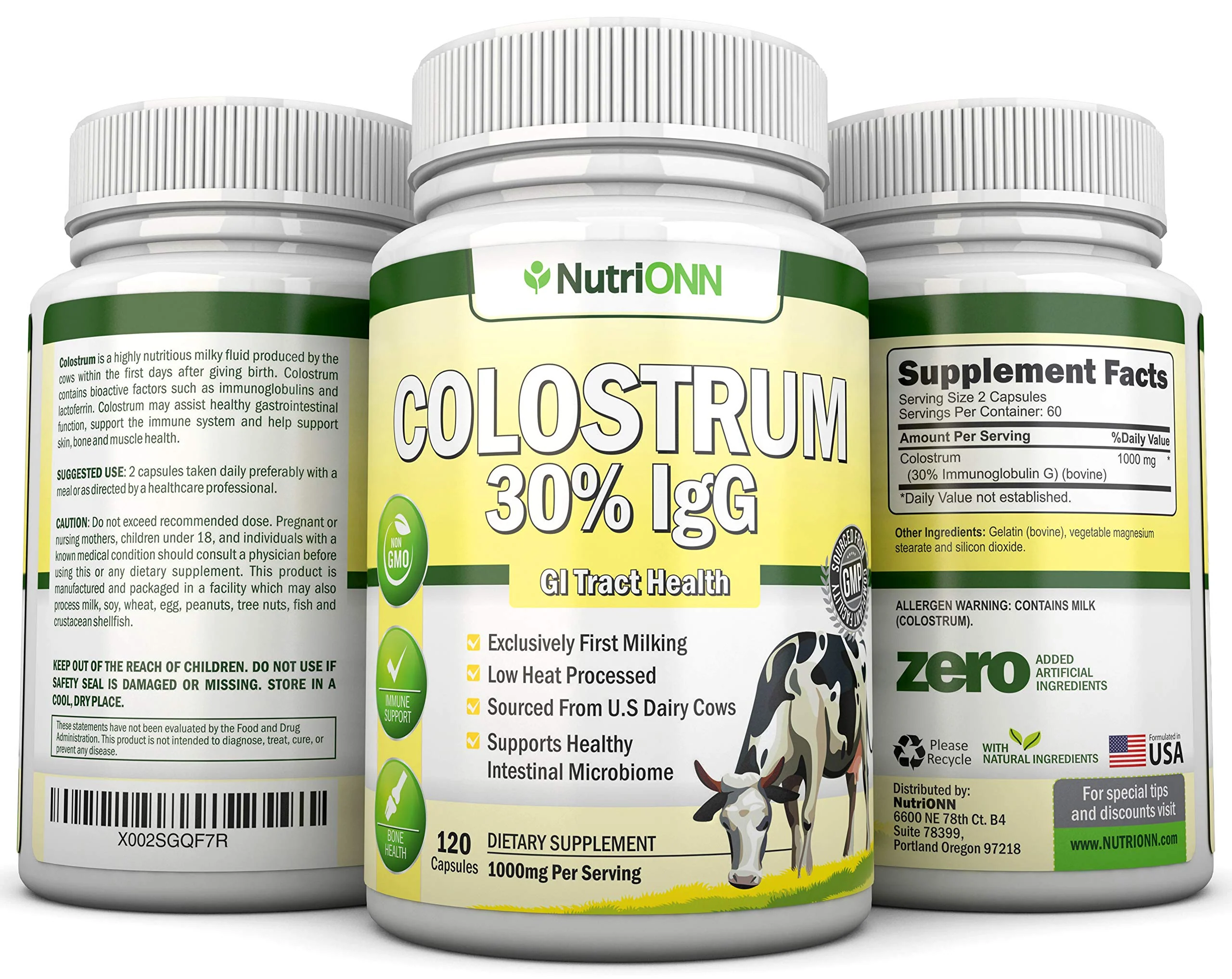 Colostrum - 1000mg - 120 Capsules - 30% IgG - Non-GMO US Dairy - First Milking Bovine Colostrum - Low Heat Processed - Great for GI Tract Health - Immune Support - Bone and Muscle Health - Image 3